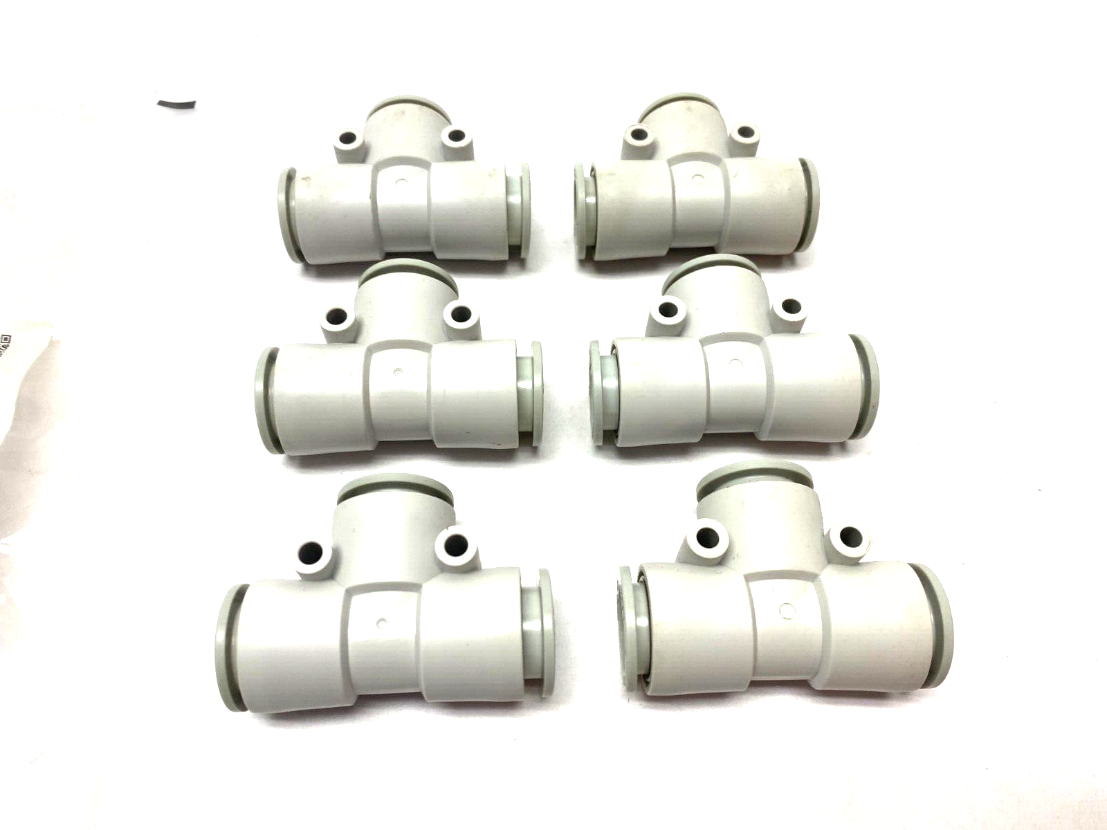 SMC KQ2T16-00A Push-to-Connect Union Tee Fitting 16mm Light Gray PKG OF 6 - Maverick Industrial Sales