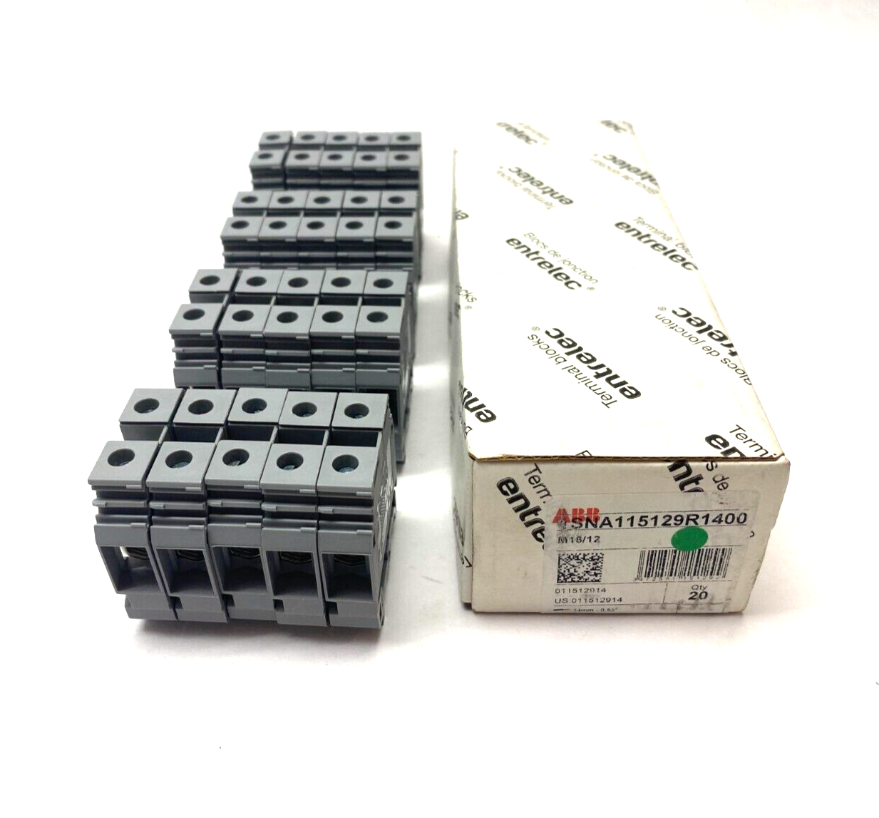 ABB Entrelec 1SNA115129R1400 Feed-Through Terminal Block Gray 12mm BOX OF 20 - Maverick Industrial Sales