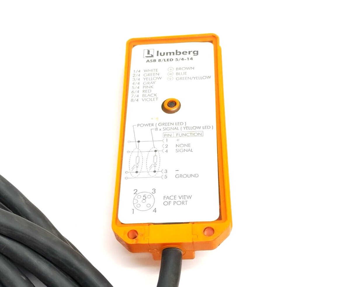Lumberg Automation ASB 8/LED 5/4-14/10M 8-Port Distribution Box M12 4-Pole 22 FT - Maverick Industrial Sales