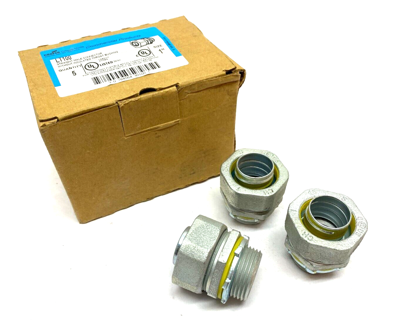 Cooper Crouse Hinds LT100 Straight Male Connector w/o Throat Bushing BOX OF 3 - Maverick Industrial Sales