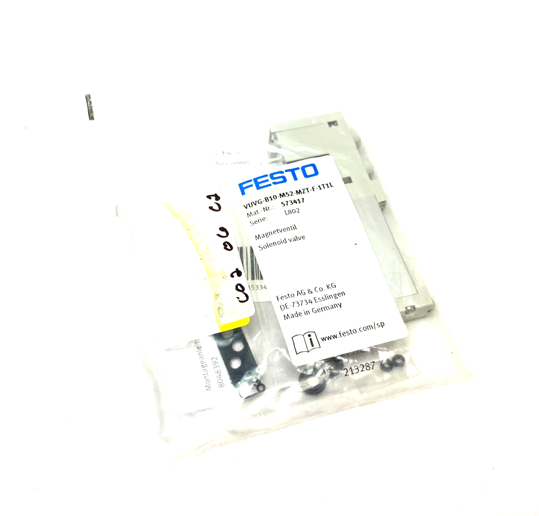 Festo VUVG-B10-M52-MZT-F-1T1L Solenoid Valve, 5/2-Way, Monostable 573417 - Maverick Industrial Sales