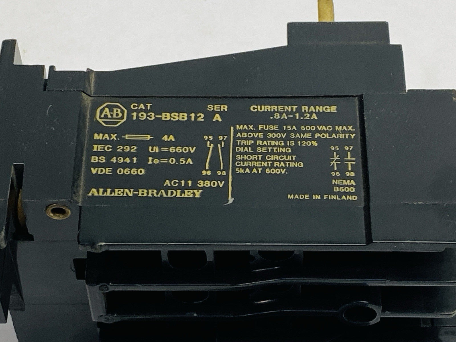 Allen Bradley 193-BSB12 Ser A Overload Relay 0.8A-1.2A - Maverick Industrial Sales