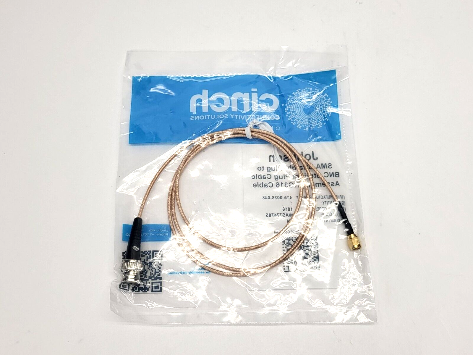 Cinch Connectivity 415-0028-048 SM Plug to BNC Plug Cable Assembly Coaxial Cable - New - Maverick Industrial Sales