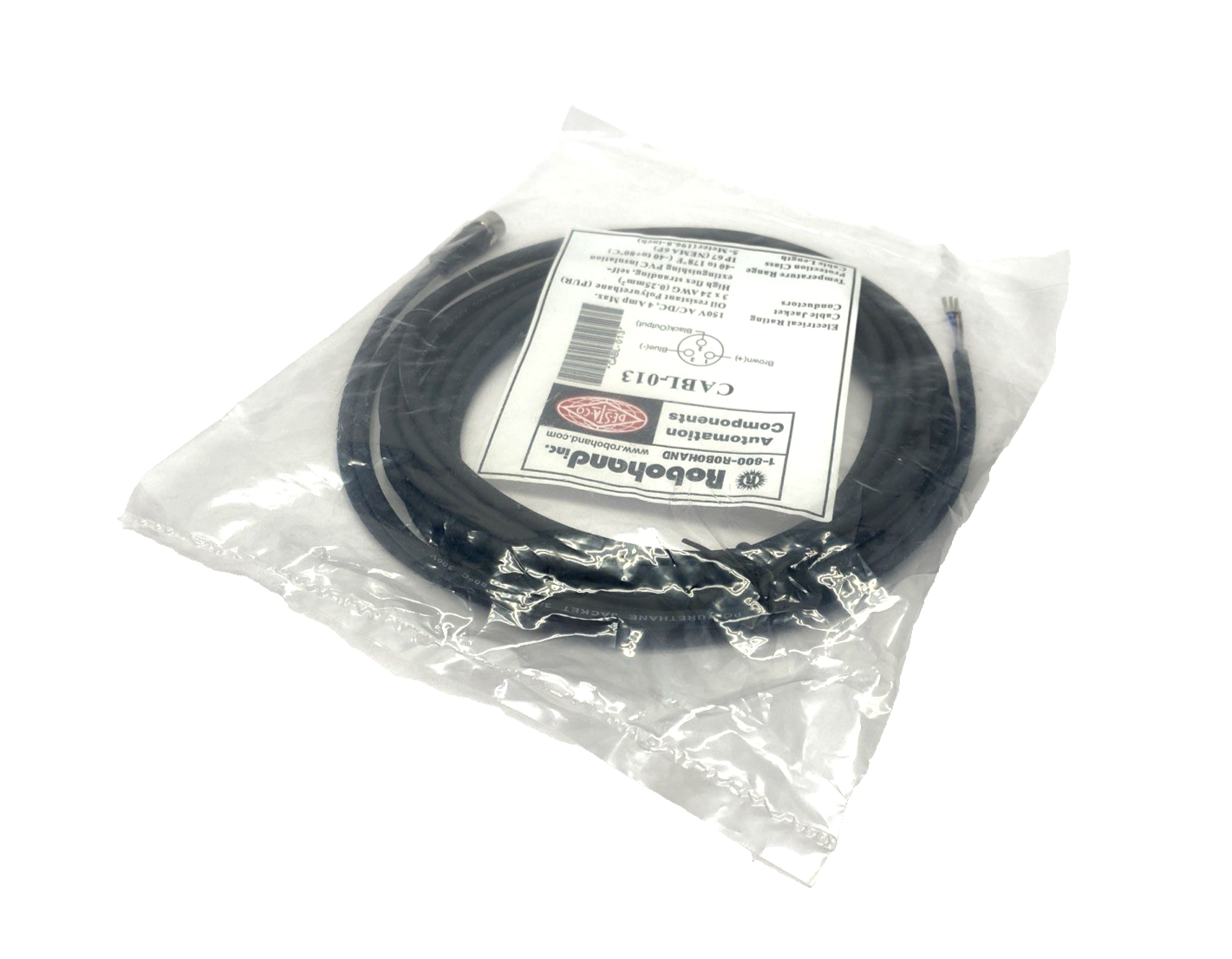 CABL-013 | Robohand M8 3-Pin Quick Disconnect Cable/Cordset 5m - New - Maverick Industrial Sales