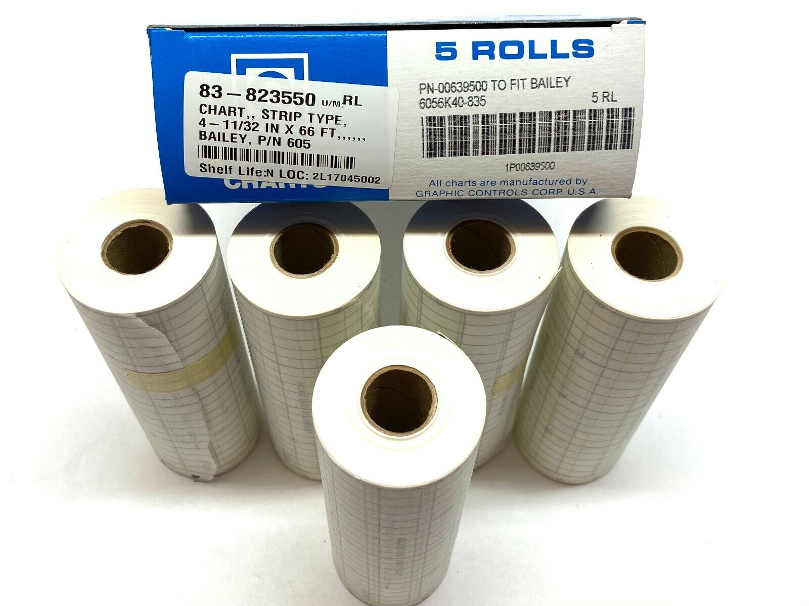 Graphic Controls 00639500 Strip Recording Charts 4-11/32" x 66ft BOX OF 5 - Maverick Industrial Sales