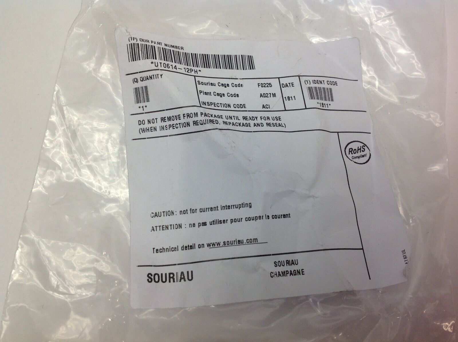 Souriau UT0614-12PH 12 Position Connector Plug - Maverick Industrial Sales