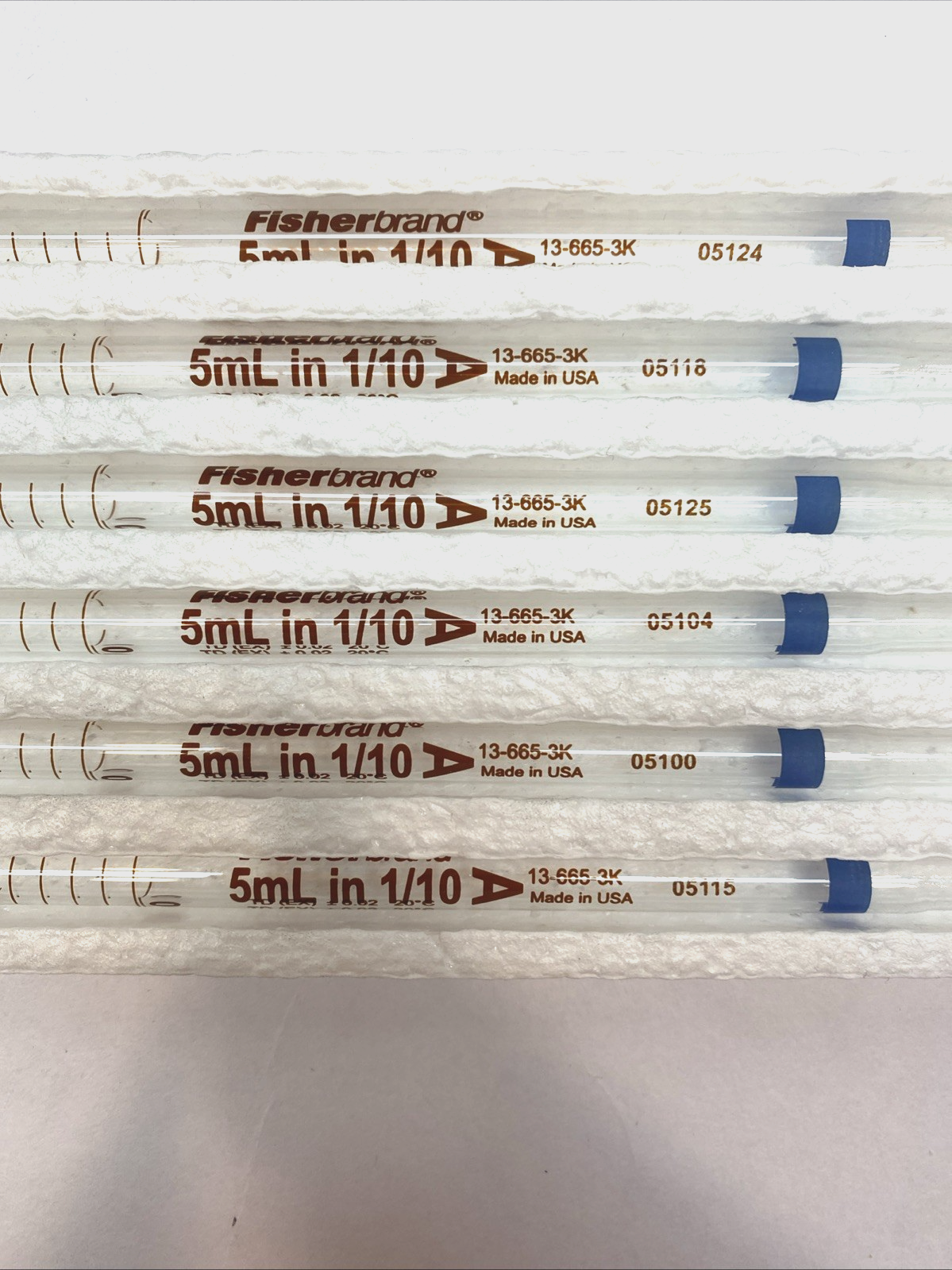 Fisher Scientific 136653K 5 mL SER A Mohr Pipet LOT OF 6 - Maverick Industrial Sales