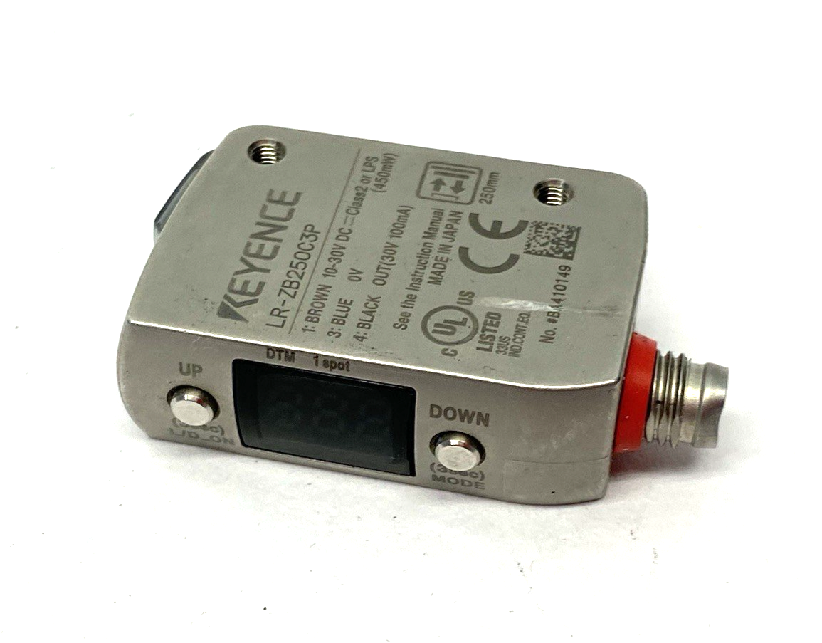 Keyence LR-ZB250C3P Distance Based Laser Sensor M8 CONNECTOR BENT/DAMAGED - Maverick Industrial Sales