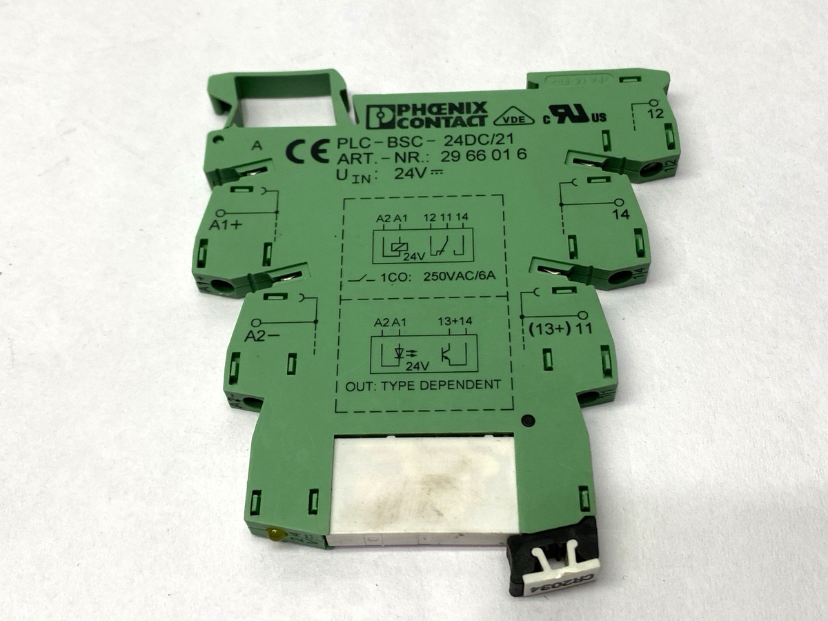 PLC-BSC-24DC/21, 2966016, & 2961105 | Phoenix Contact PLC-BSC-24DC/21 Relay Base 2966016 BROKEN DIN-RAIL LOT OF - Used - Maverick Industrial Sales