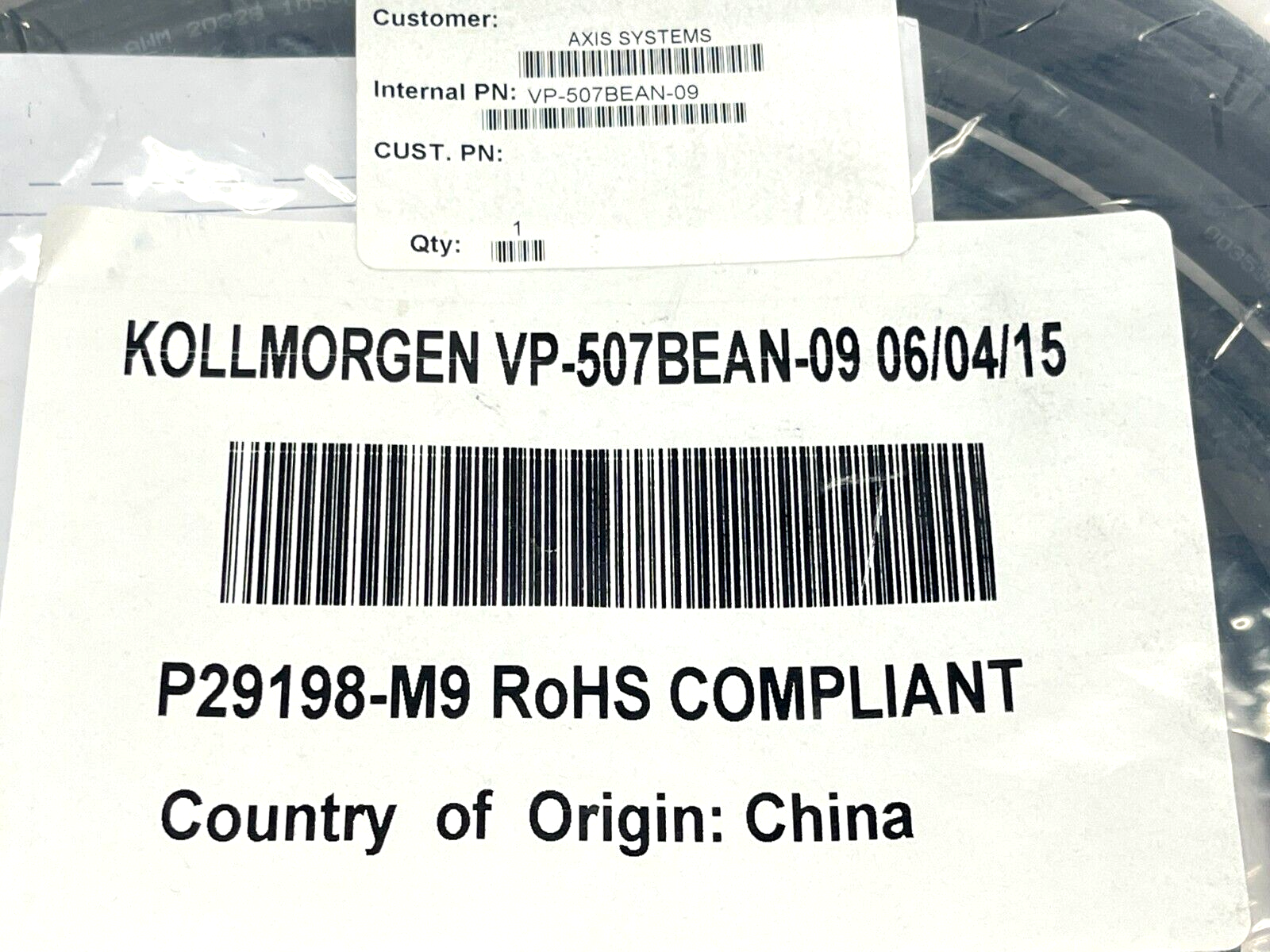 Kollmorgen VP-507BEAN-09 Power Cable 6A 9m Length - Maverick Industrial Sales