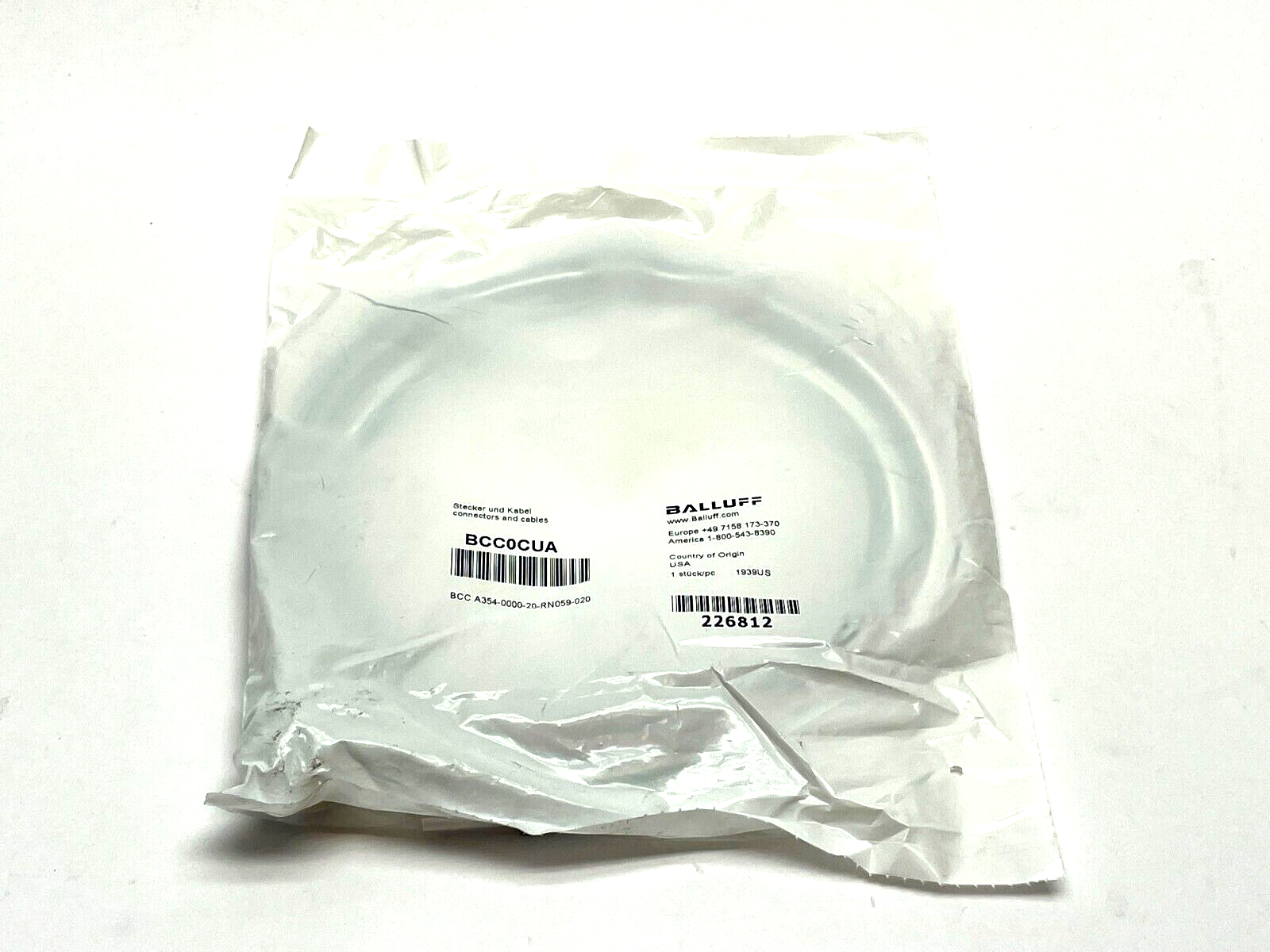 Balluff BCC0CUA Receptacle BCC A354-0000-20-RN059-020 - Maverick Industrial Sales