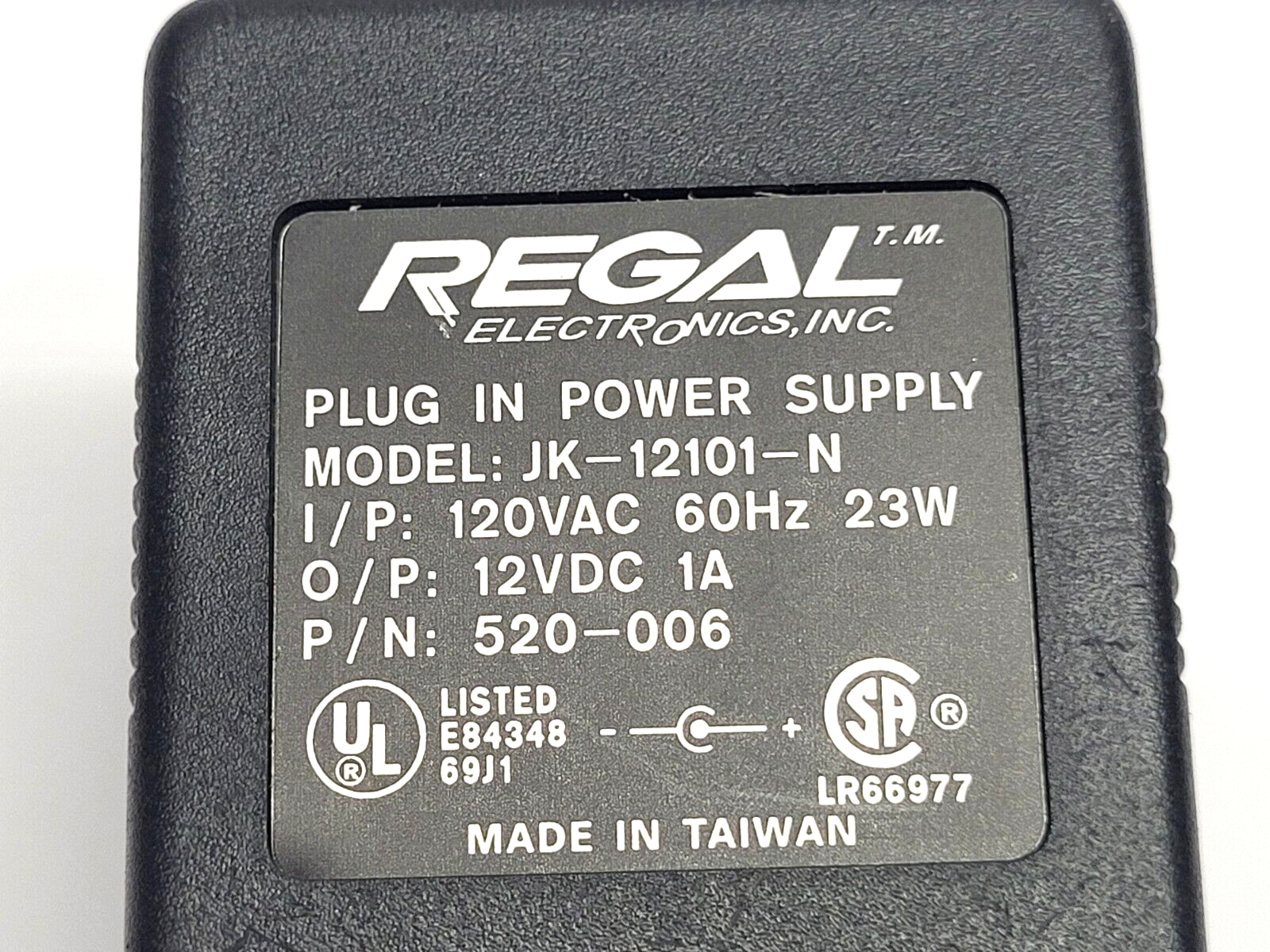 Regal Electronics Inc JK-12101-N Plug-In Power Supply 120VAC - Maverick Industrial Sales