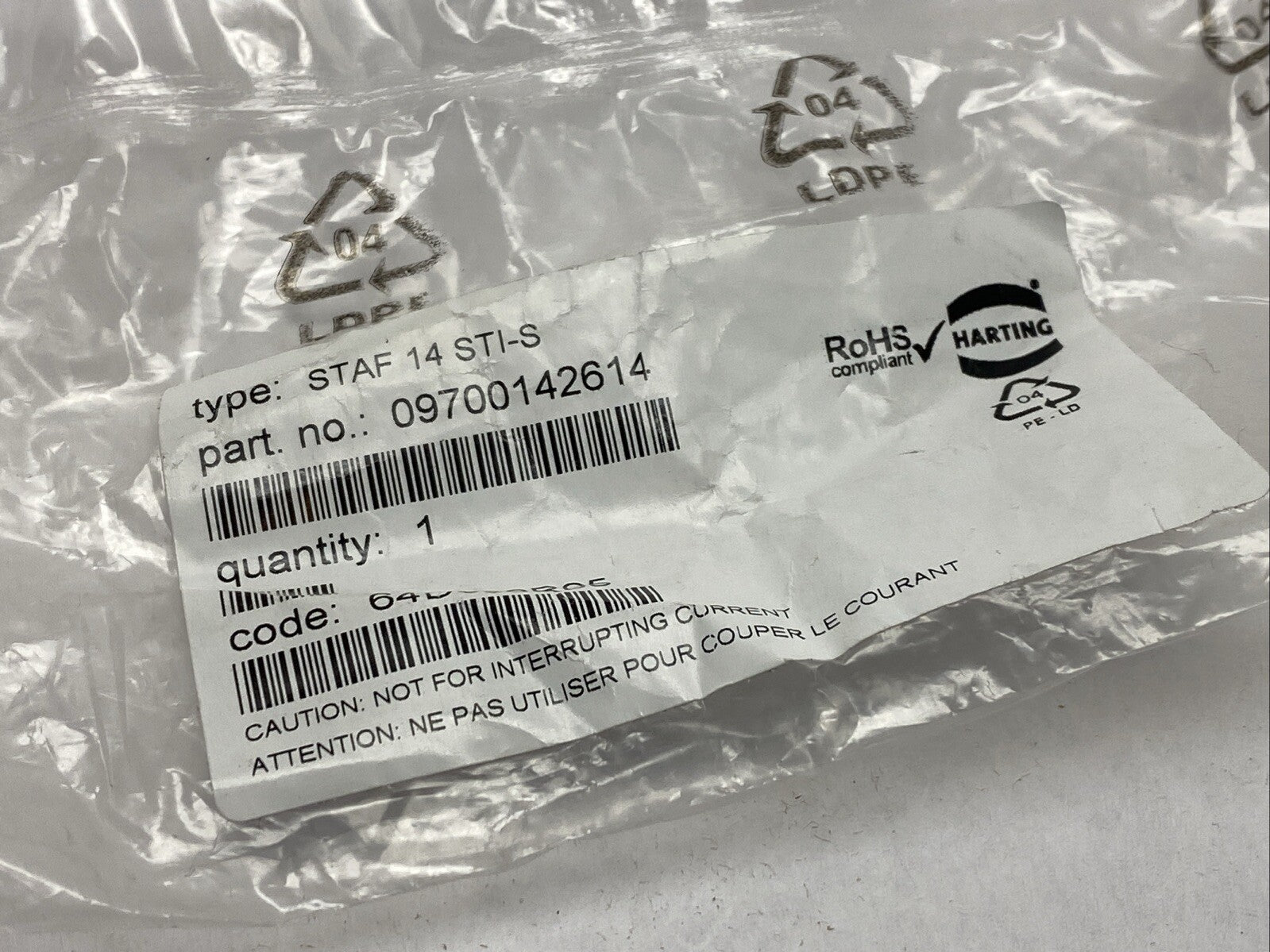 Harting 09700142614 STAF 14 STI-S Screw Terminal Insert Size 10A 14-Pin Male - Maverick Industrial Sales