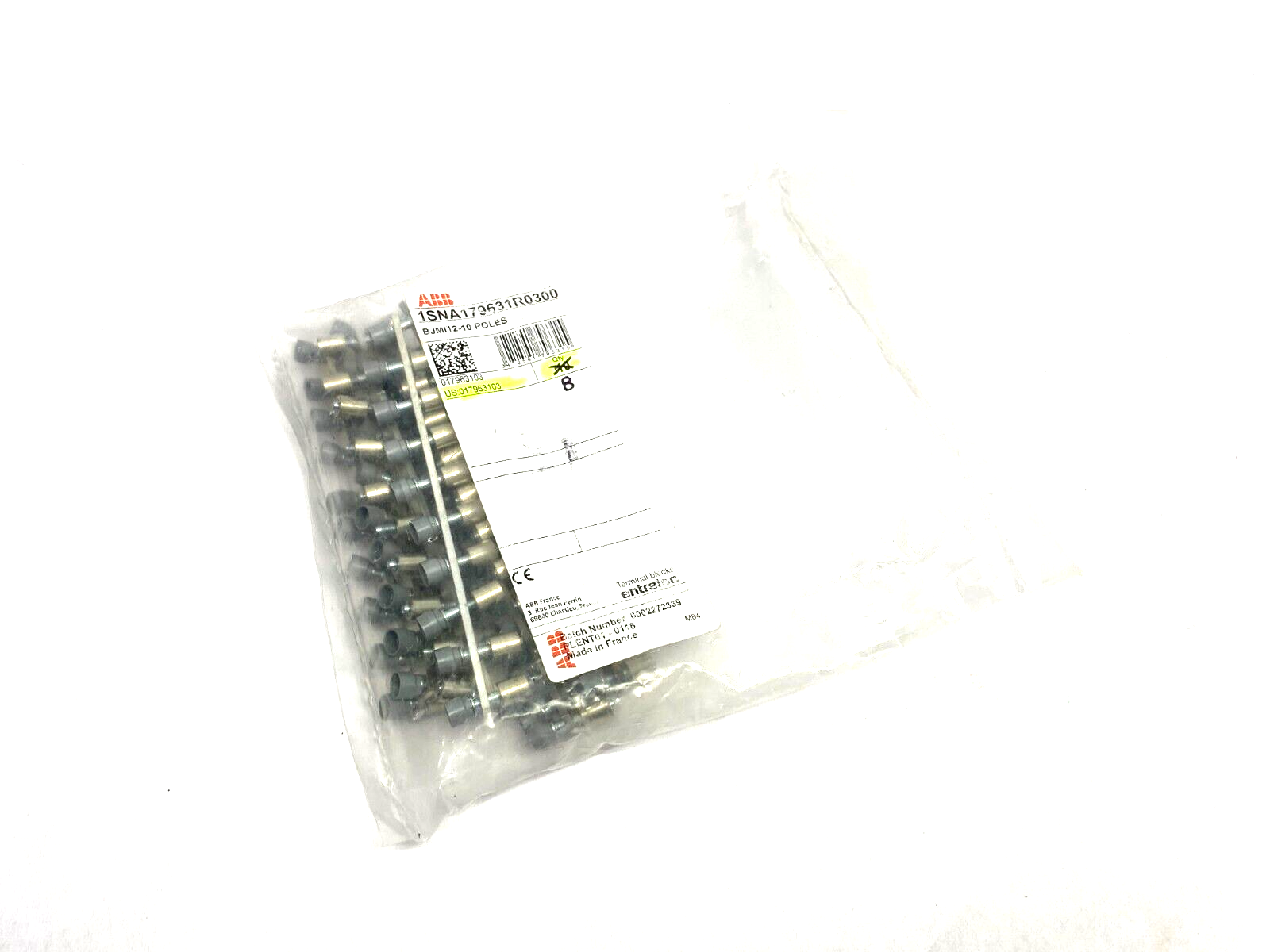 ABB Entrelec 1SNA179631R0300 Jumper Bar 10-Pole 12mm Space BJMI12-10 PKG OF 8 - Maverick Industrial Sales