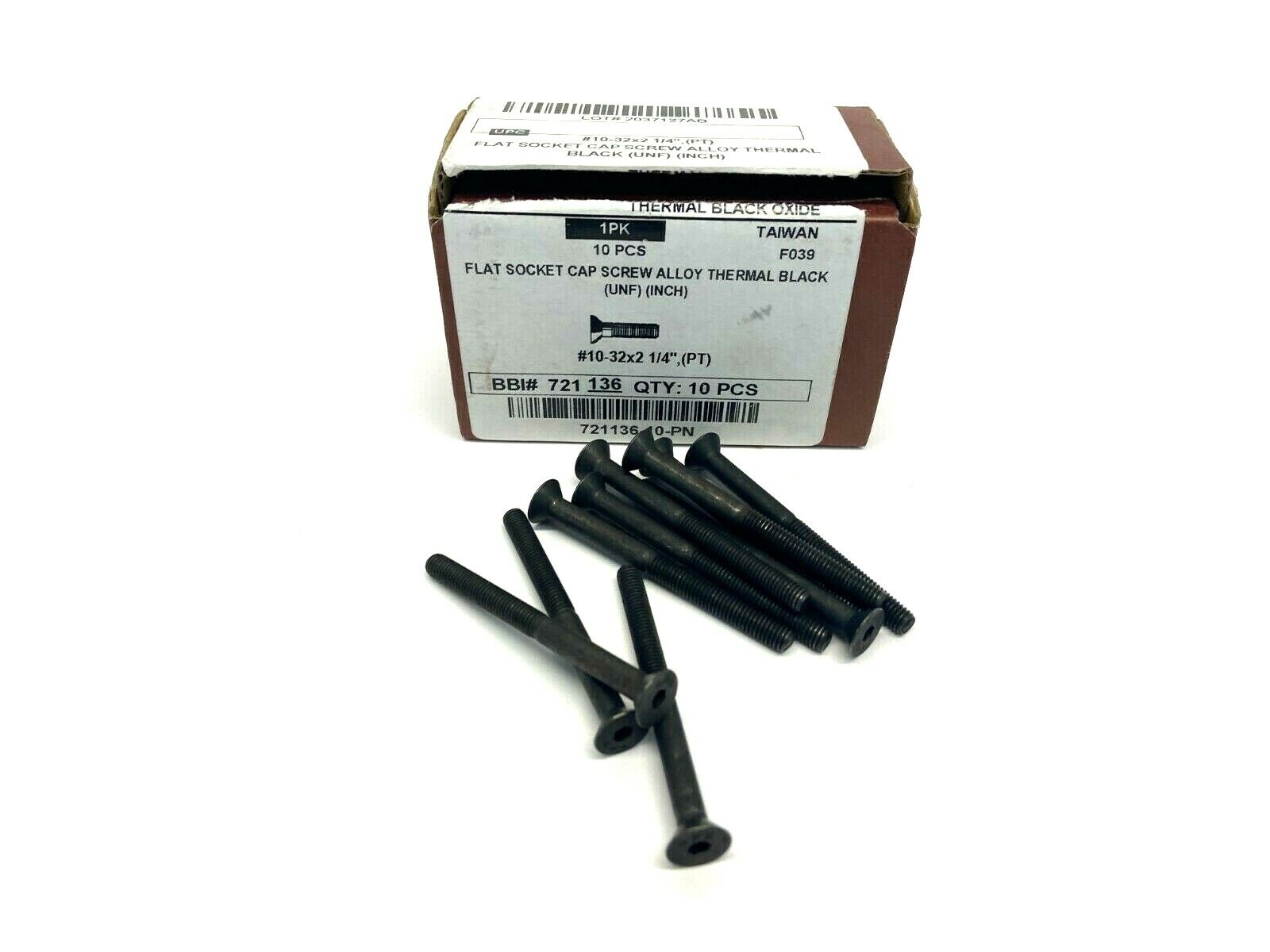 Brighton Best 721136 Flat Socket Cap Screws Black 10-32" x 2-1/4" BOX OF 10 - Maverick Industrial Sales