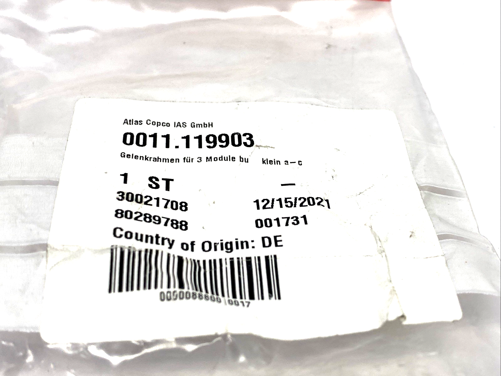 Atlas Copco 0011.119903 Harting 09140100313 Han Frame 10 Housing 3 Module a-c - Maverick Industrial Sales