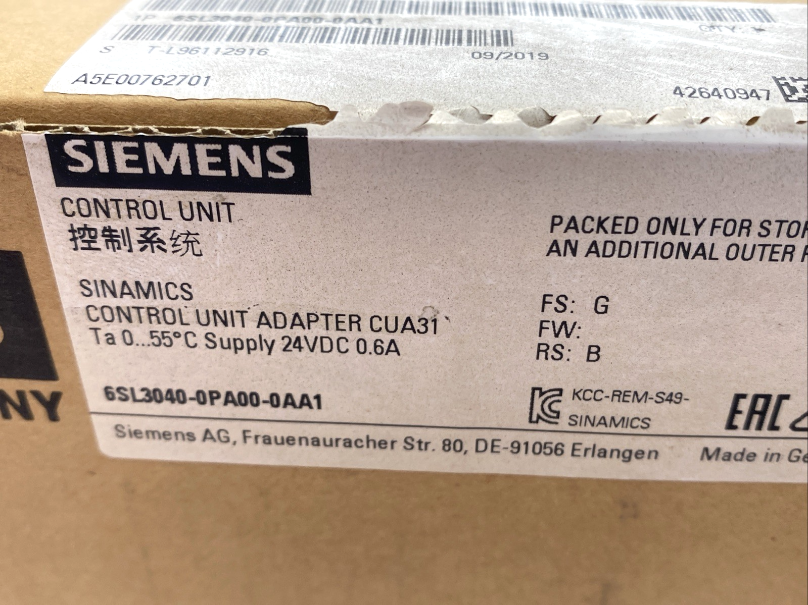 Siemens 6SL3040-0PA00-0AA1 SINAMICS CU31 Control Unit Adapter 24VDC - Maverick Industrial Sales