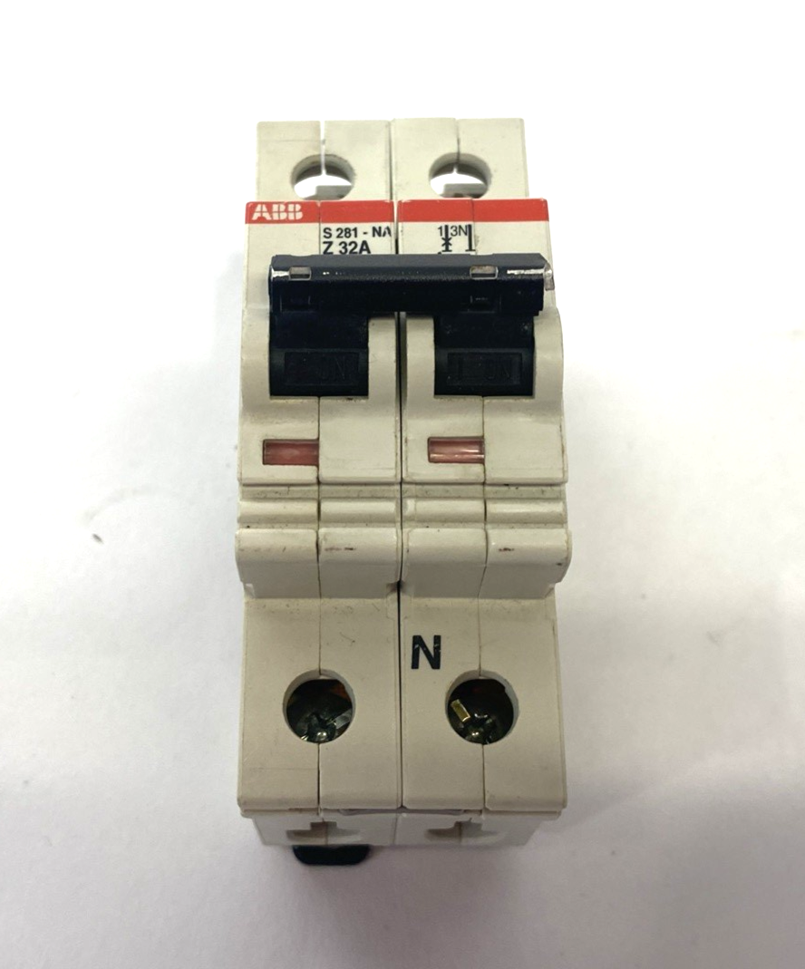 S281-NA Z 32A | ABB Miniature Circuit Breaker 2-Pole, DIN Rail Contact - Used - Maverick Industrial Sales
