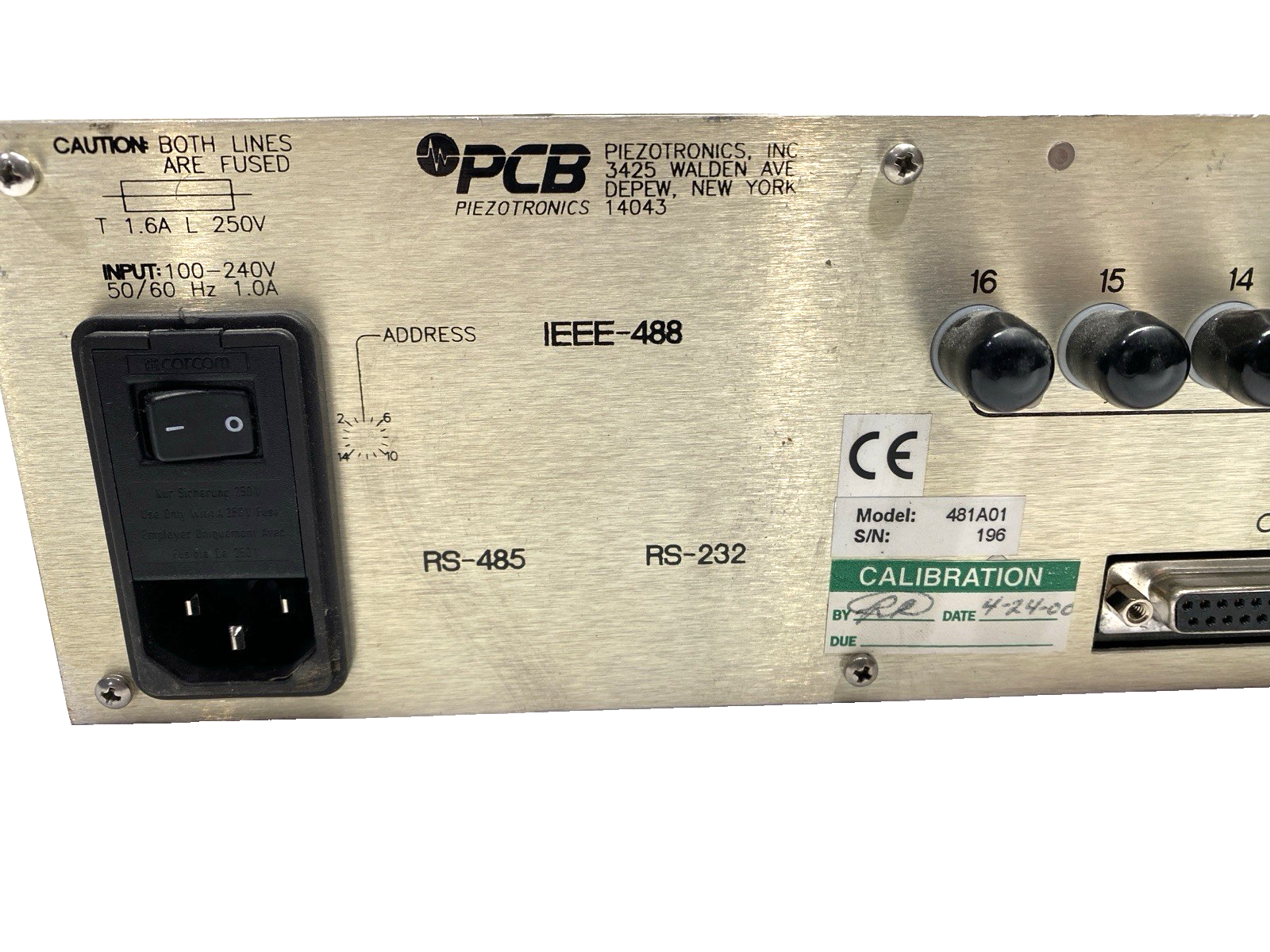 PCB Piezotronics 481 Sensor Signal Conditioner 240V 50/60Hz - Maverick Industrial Sales
