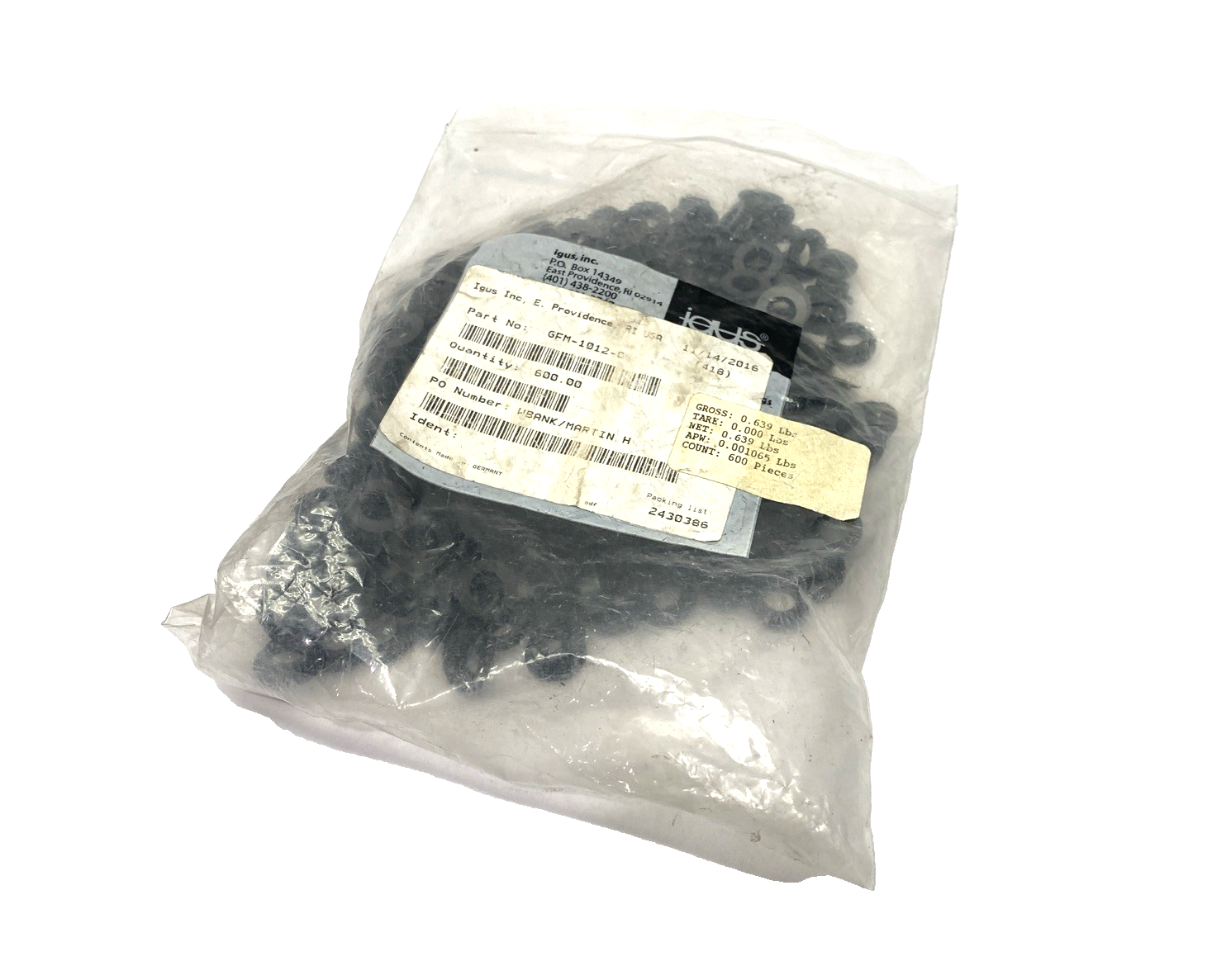 Igus GFM-1012-06 Flanged Plastic Bearing 10mm ID 12mm OD 6mm Wide ABOUT 350 - Maverick Industrial Sales