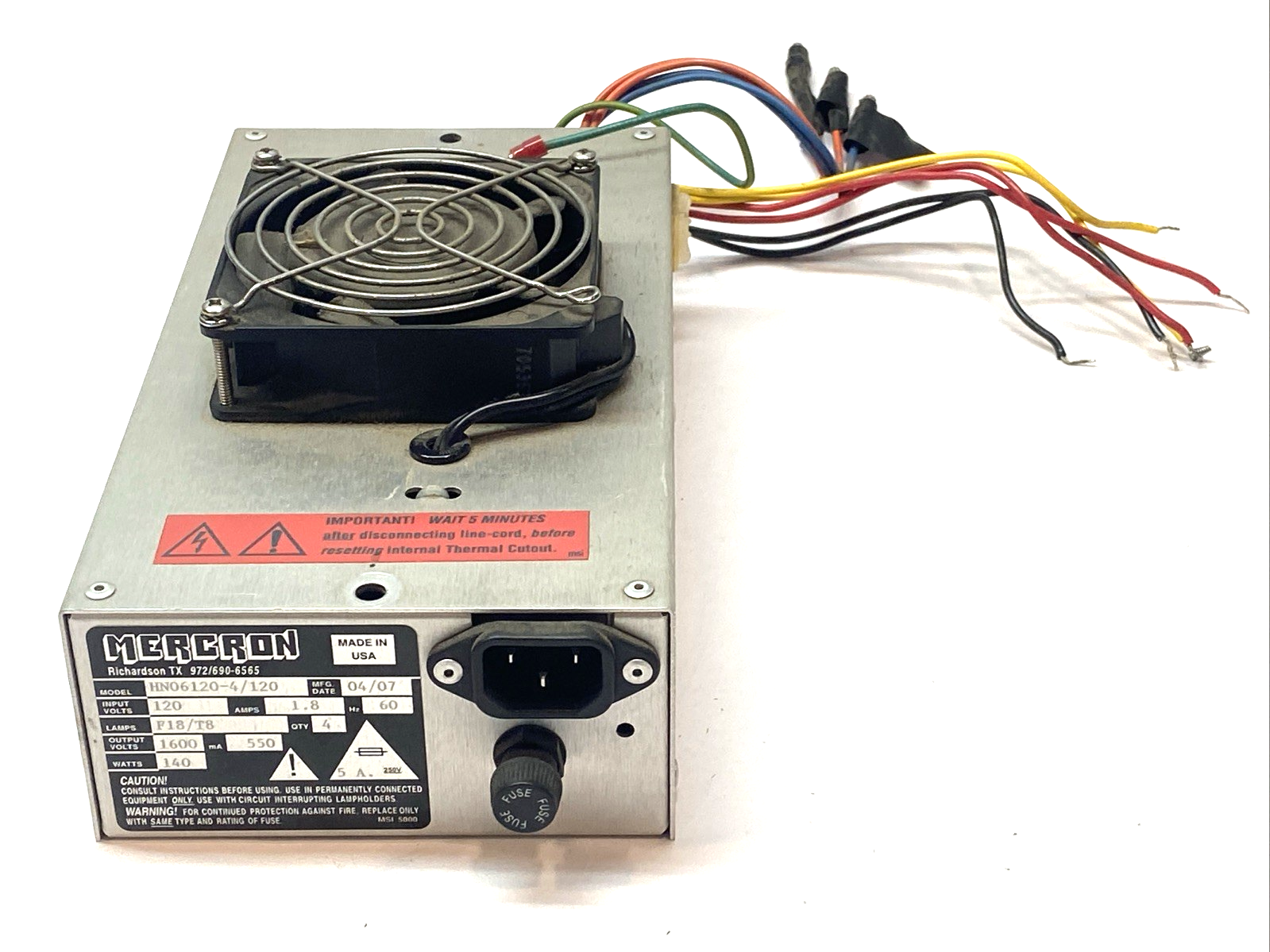 Mercron HNO6120-4/120 Power Supply Unit 120V 1.8A 60Hz 1600V-Output 140 Watts - Maverick Industrial Sales