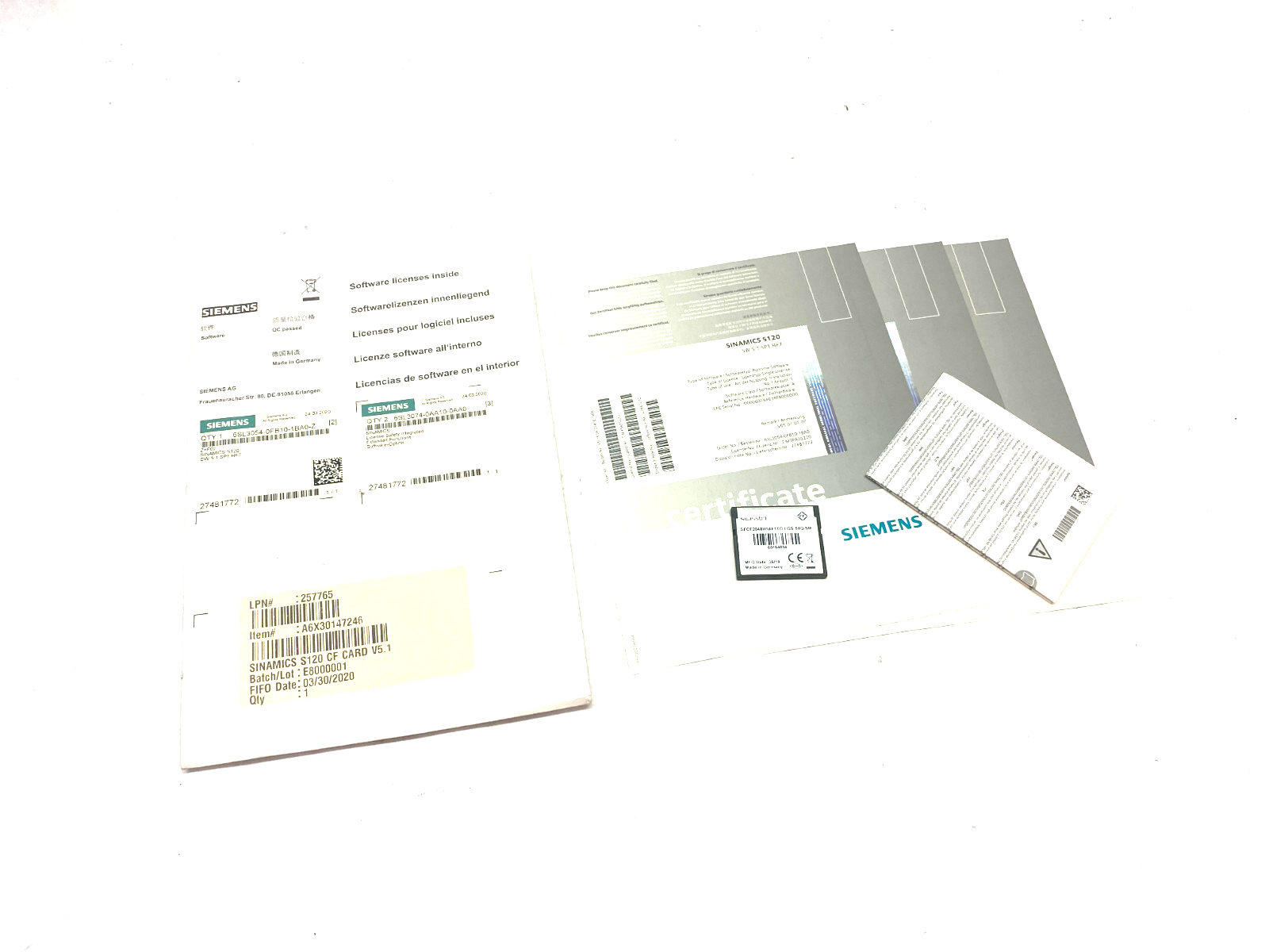 Siemens 6SL3054-0FB10-1BA0-Z SINAMICS S120 CompactFlash Card V5.1 SP1 - Maverick Industrial Sales