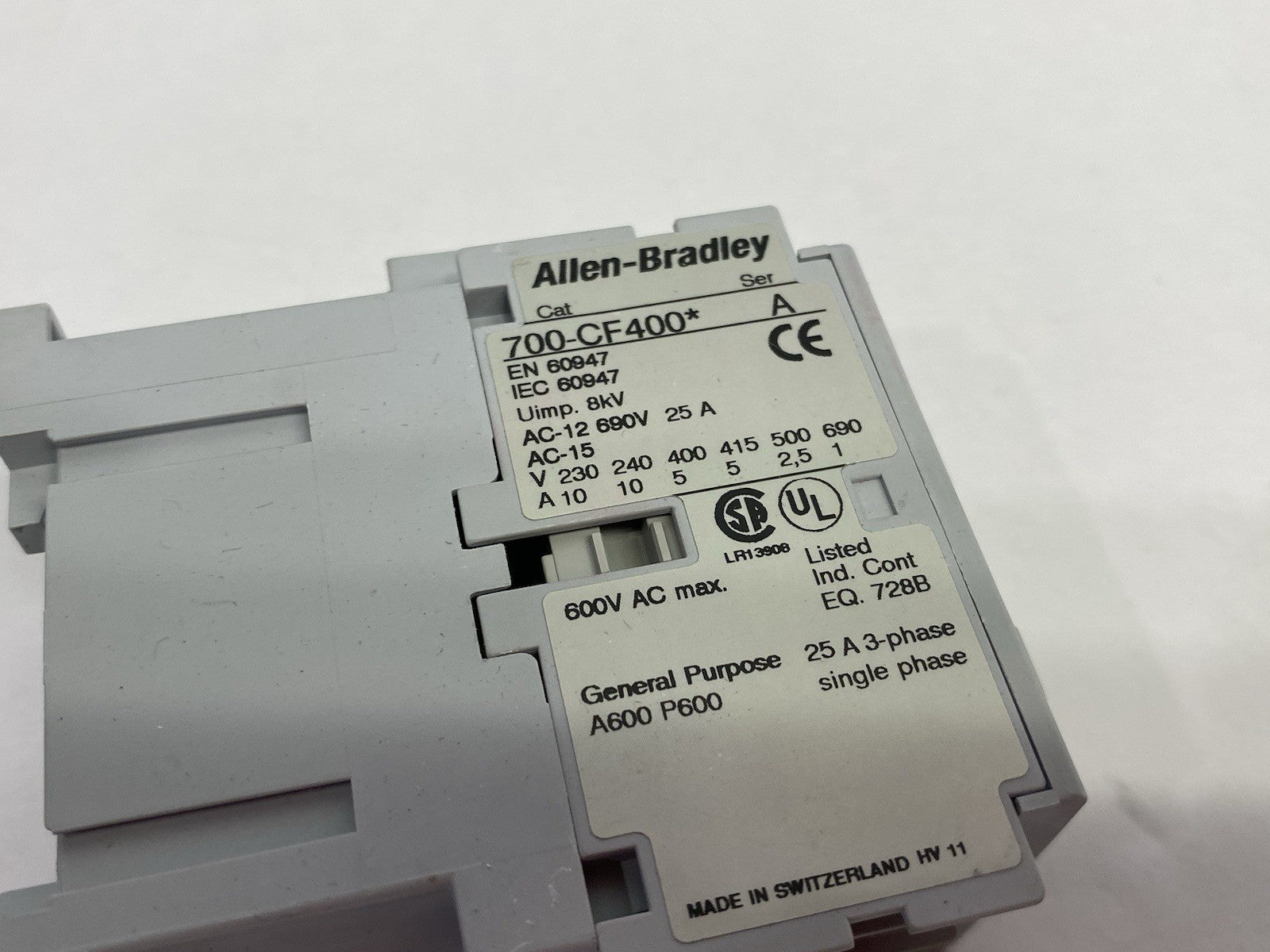 700-CF400D | Allen Bradley Ser. A Contactor 25A 690V - Used - Maverick Industrial Sales