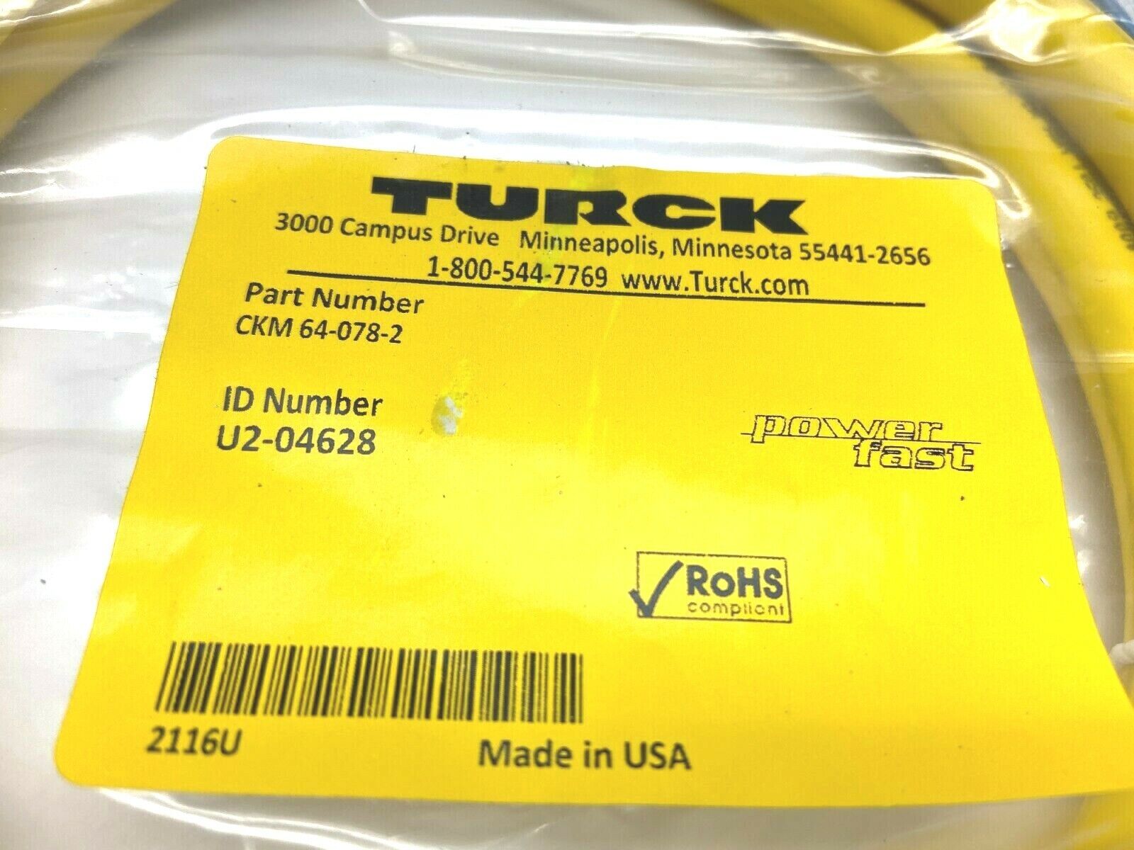 Turck CKM 64-078-2 U2-04628 Single End M23 Cordset - Maverick Industrial Sales