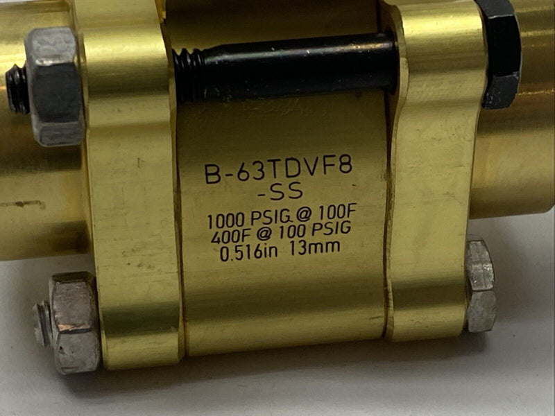 Swagelok B-63TDVF8-SS Brass 60 Series Ball Valve 13mm 0.516" 100PSIG - Maverick Industrial Sales