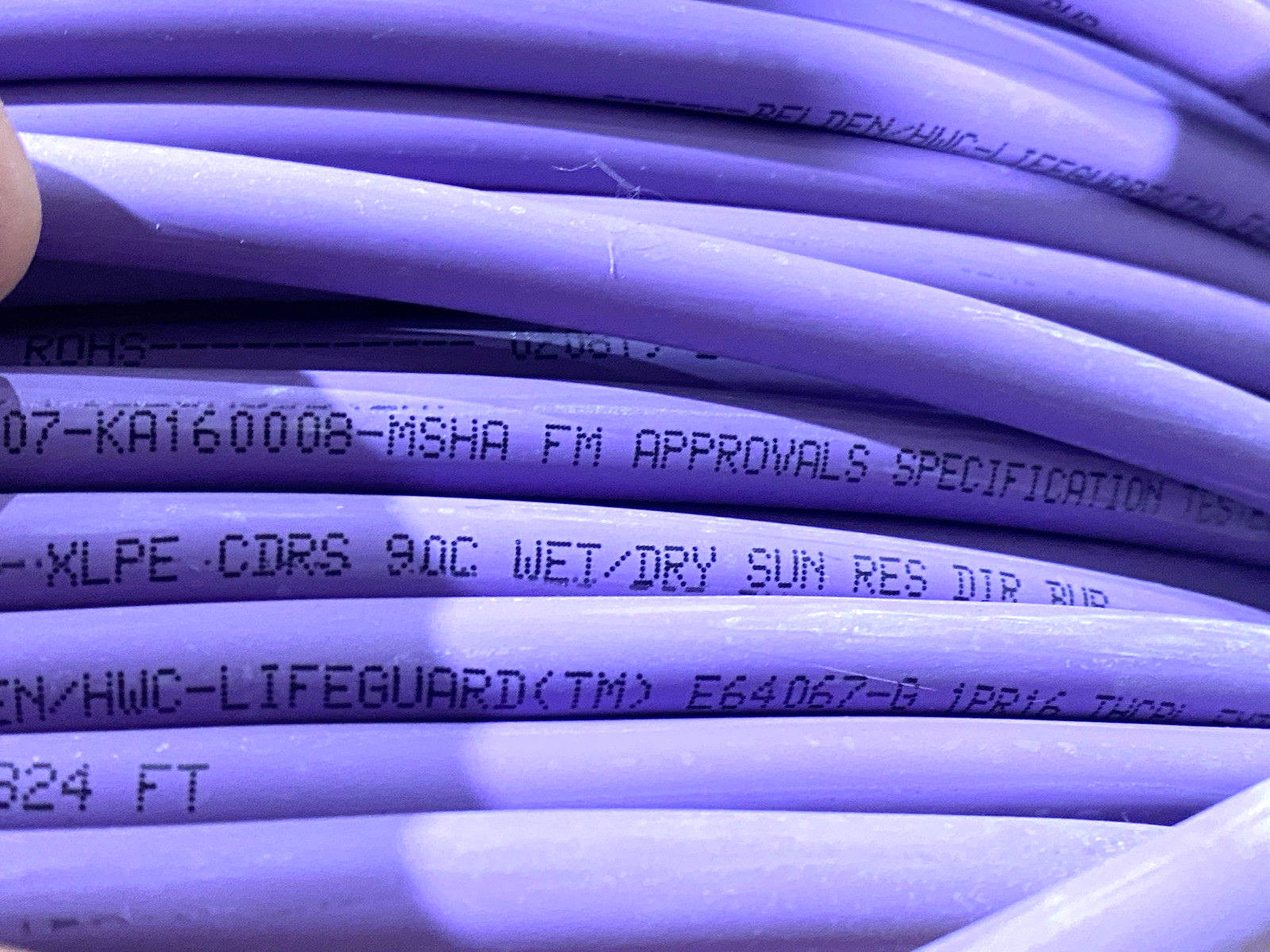 Belden UE1601BW Type EX Thermocouple Cable, 1 Pr#16, XLPE Ins Pur, Purple, 900' - Maverick Industrial Sales