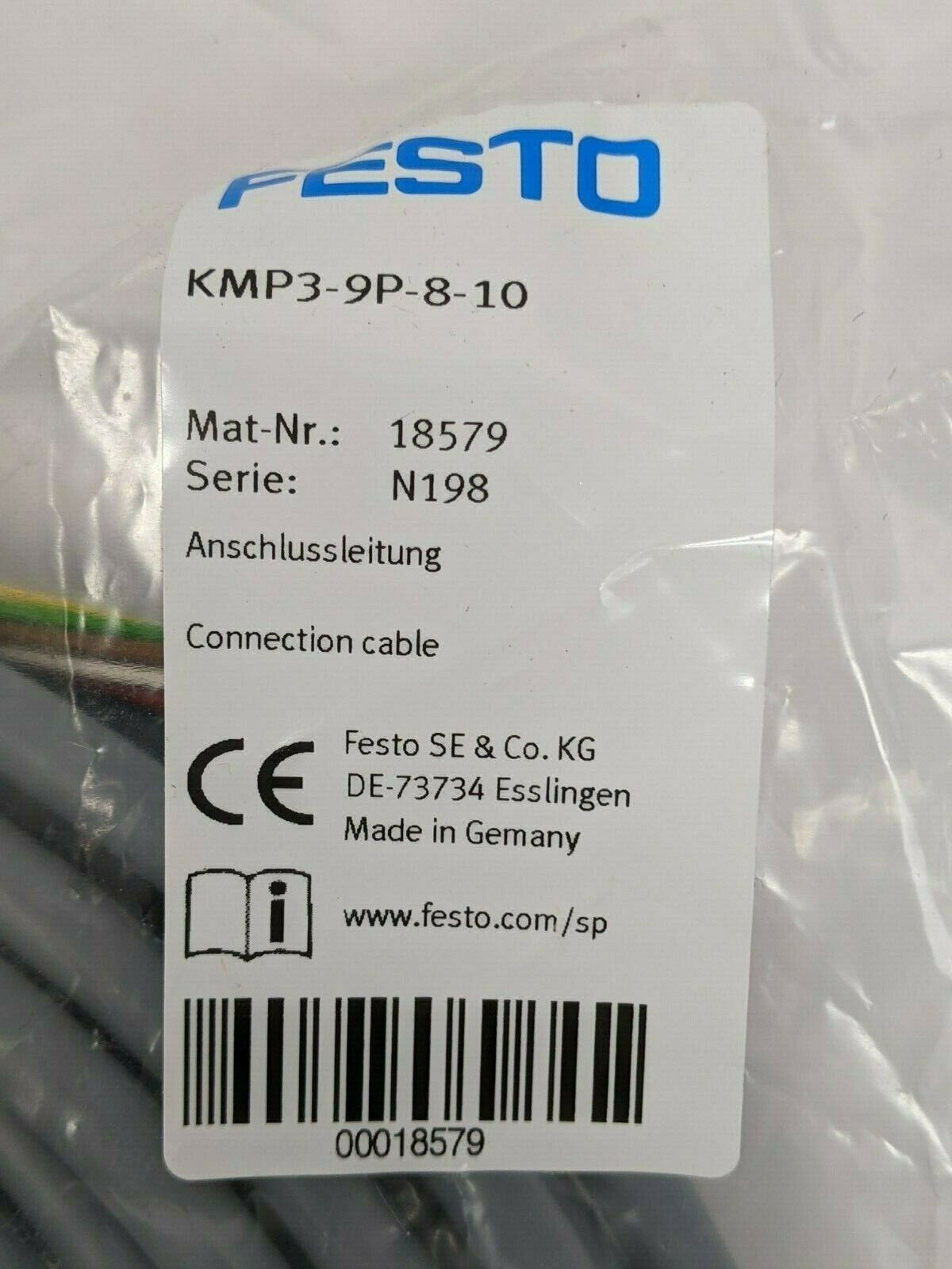 Festo KMP3-9P-08-10 Connecting Cable 18579 - Maverick Industrial Sales