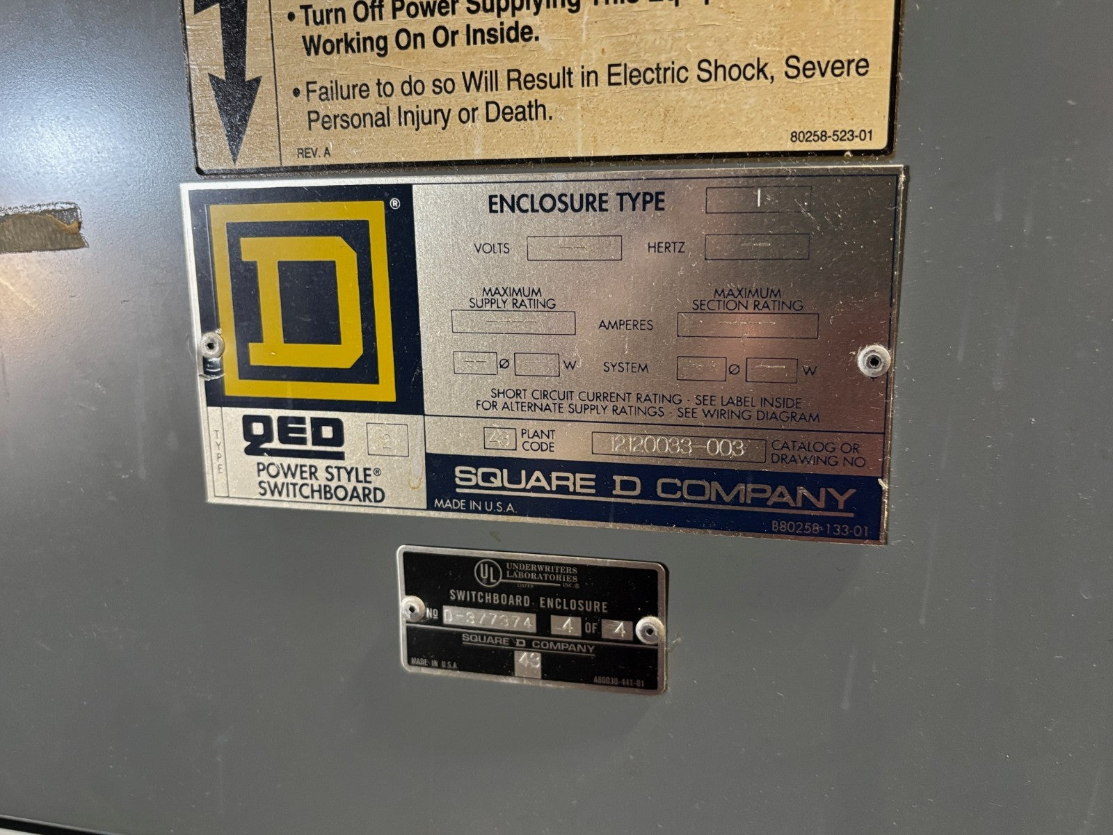 Square D QED 2 Power Style Switchboard End Cabinet, 12120033-003 - Maverick Industrial Sales