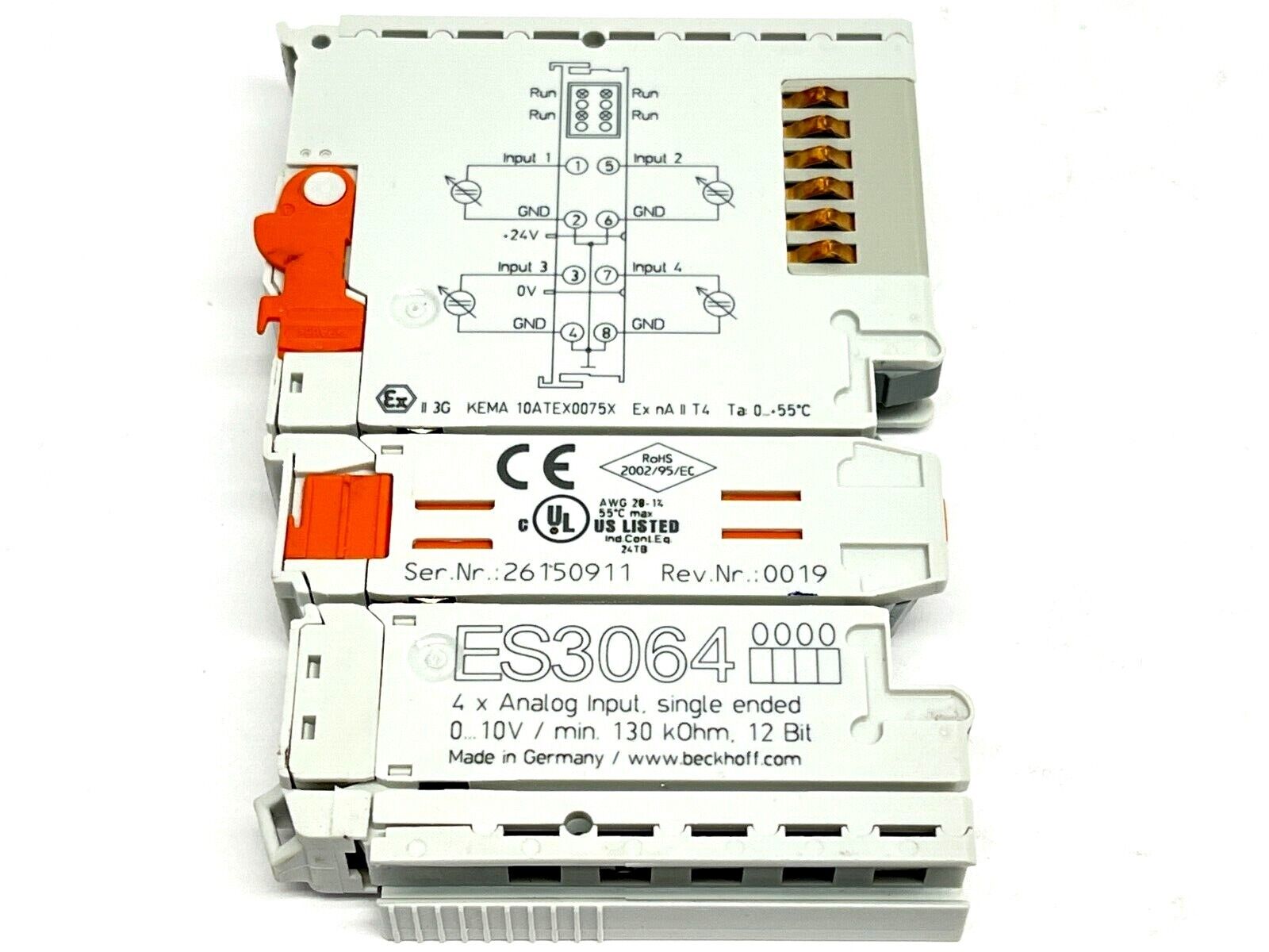 Beckhoff ES3064 EtherCAT Terminal 4-Channel Analog Input 10V 12 Bit - Maverick Industrial Sales