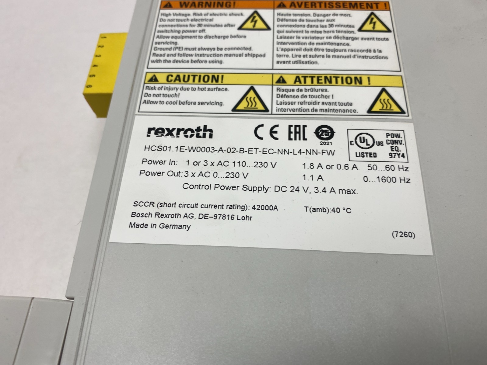 Bosch Rexroth R911331614 IndraDrive Con. HCS01.1E-W0003-A-02-B-ET-EC-NN-L4-NN-FW - Maverick Industrial Sales