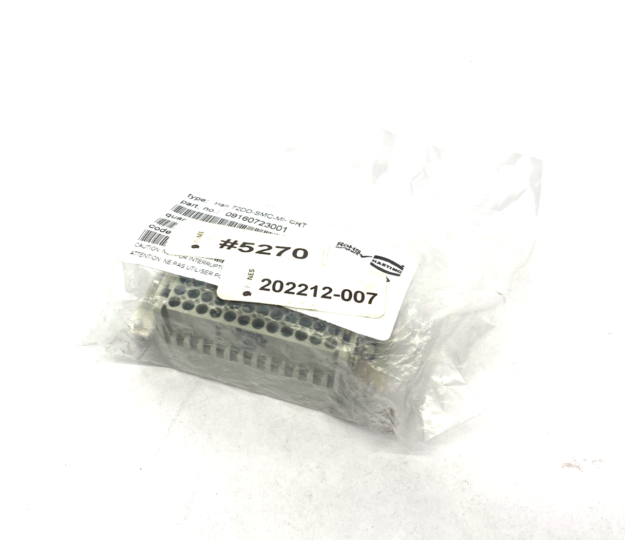 Harting 09160723001 Crimp Insert Module Han 72DD-SMC-MI-CRT - Maverick Industrial Sales