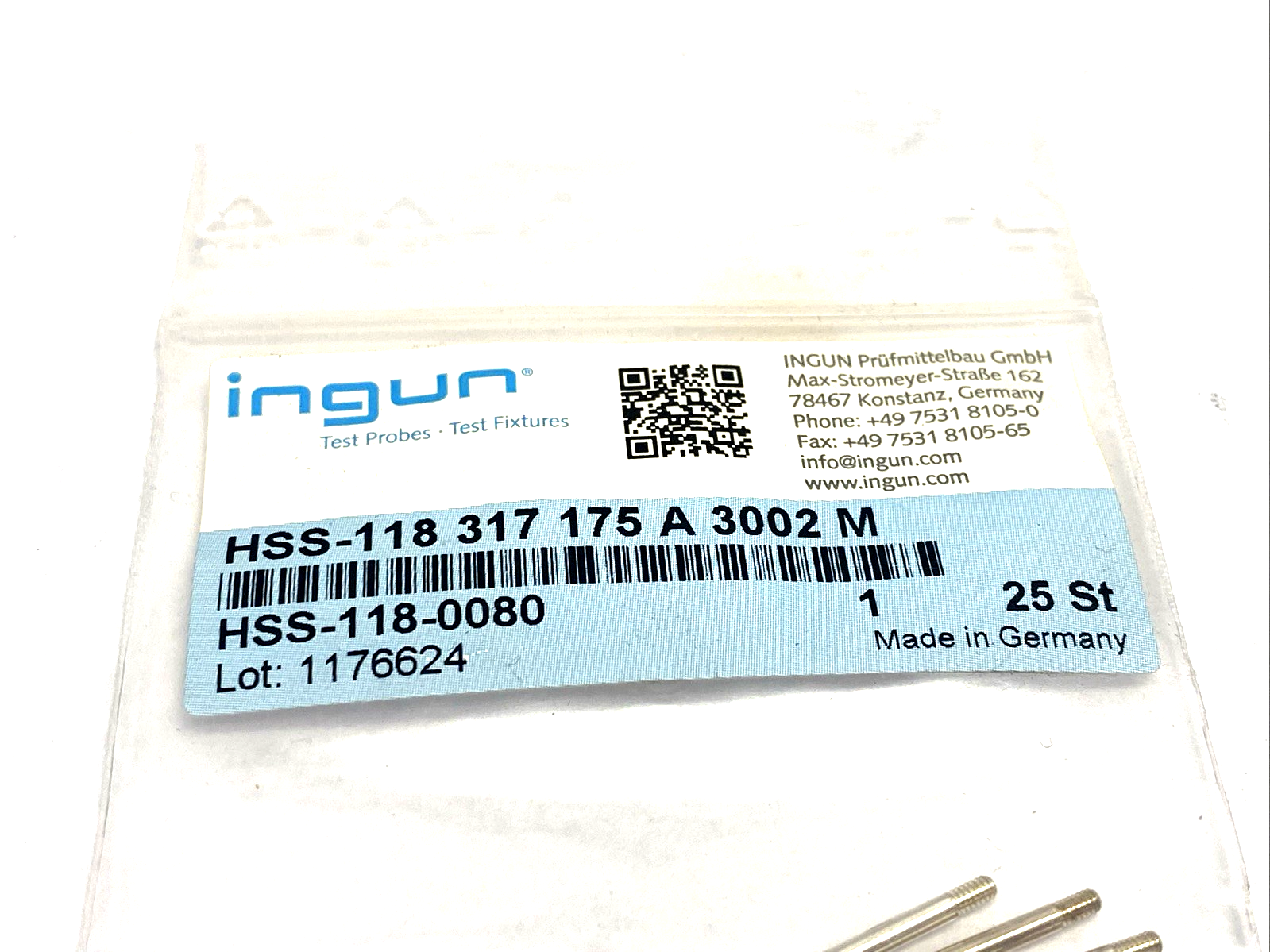 Ingun HSS-118 317 175 A 3002 M High Current Test Probe HSS-118-0080 LOT OF 25 - Maverick Industrial Sales