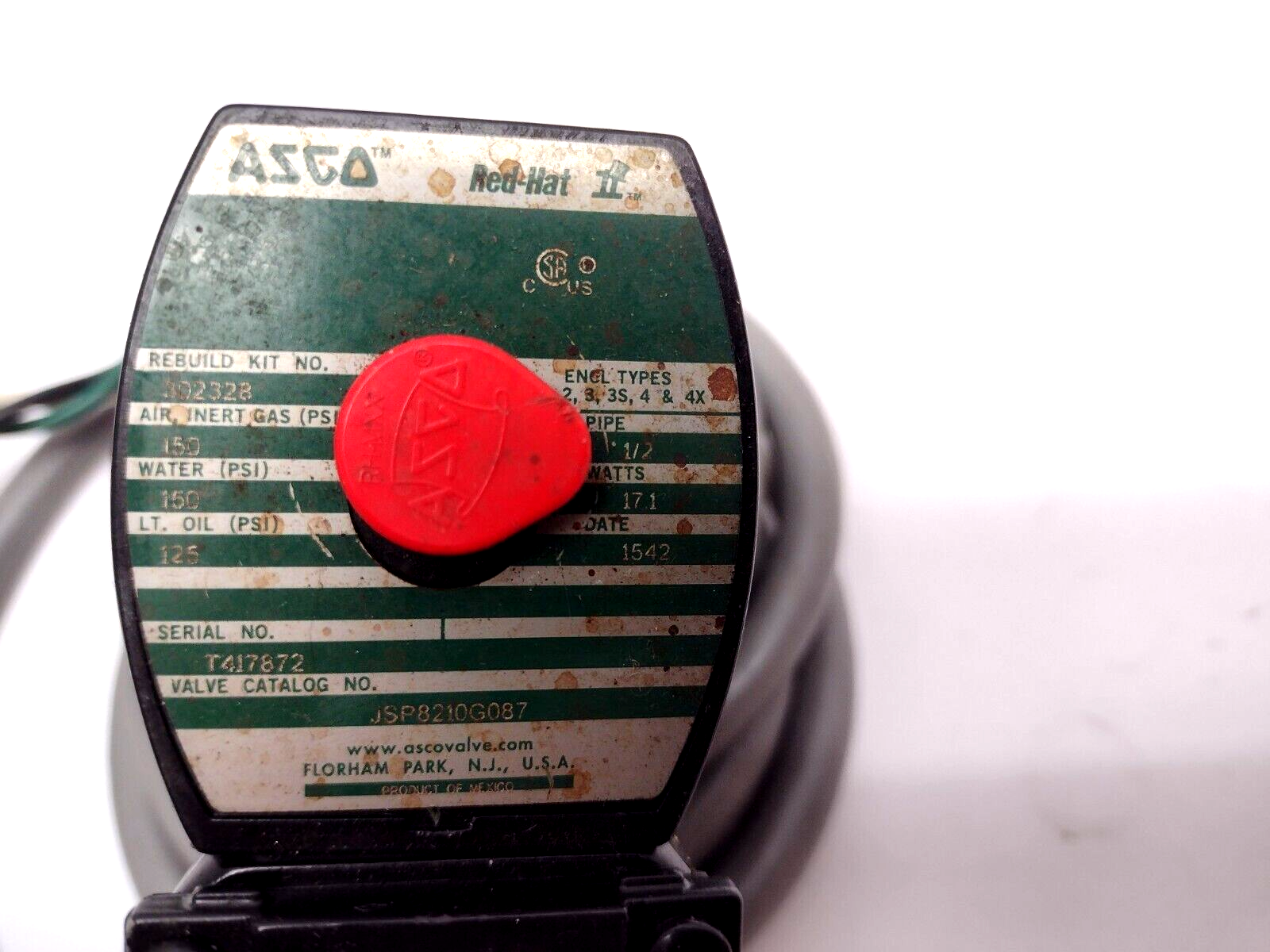 Asco Red Hat II JSP8210G087 150 / 150 / 125 PSI 1/2" 171W Solenoid Valve - Maverick Industrial Sales