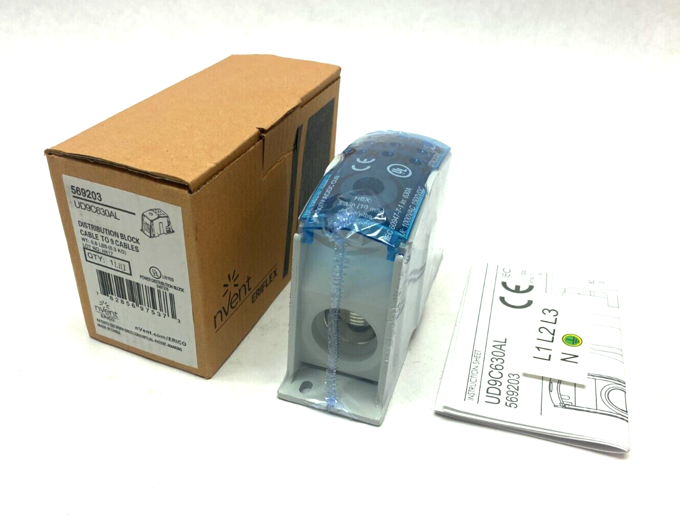 Nvent Erico UD9C630AL Eriflex Power Distribution Block 1 to 9 Cables 569203 - Maverick Industrial Sales