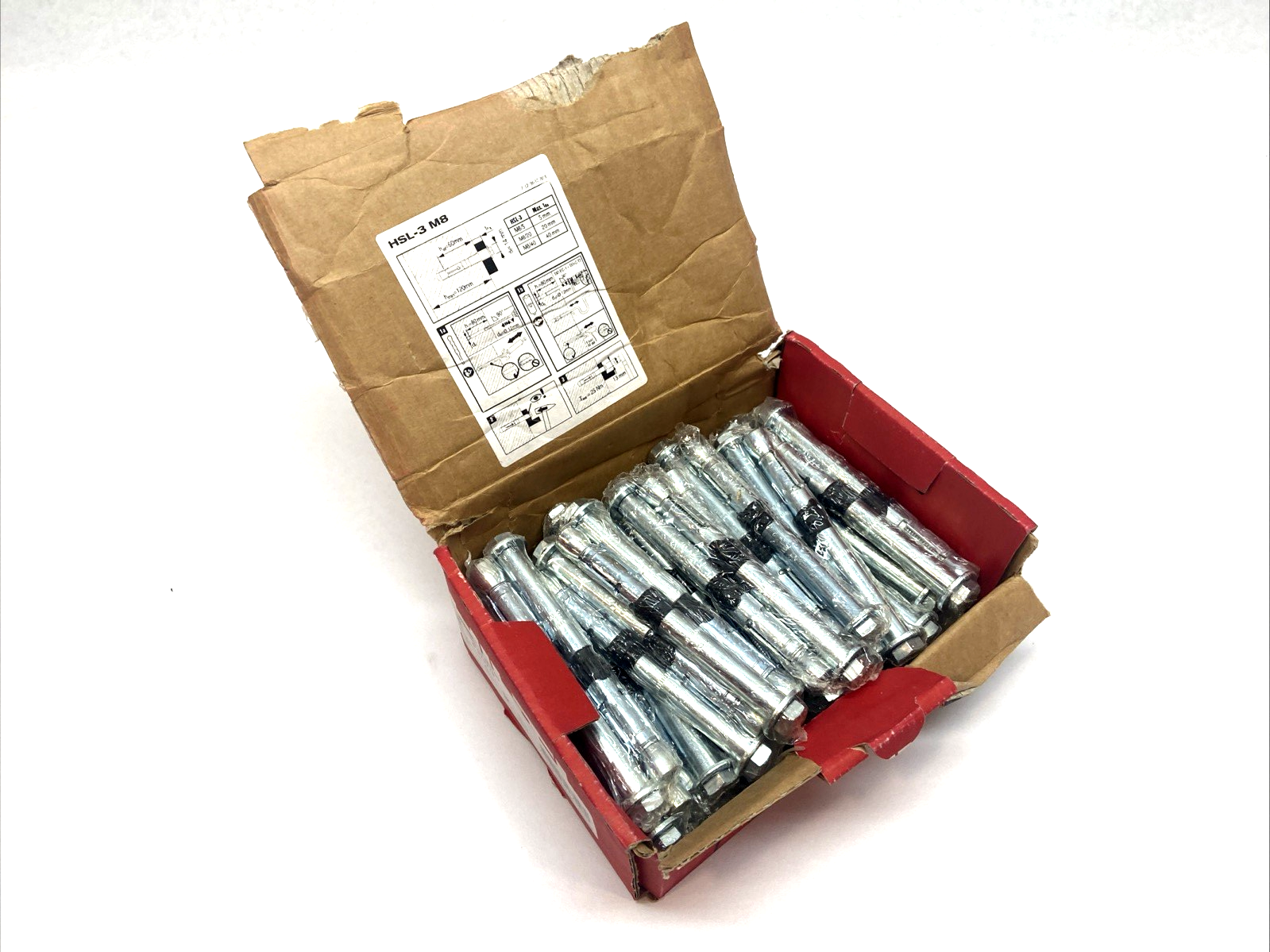 371776 | Hilti HSL-3 M8/40 Heavy Duty Expansion Anchor LOT OF 44 - New – Open box - Maverick Industrial Sales