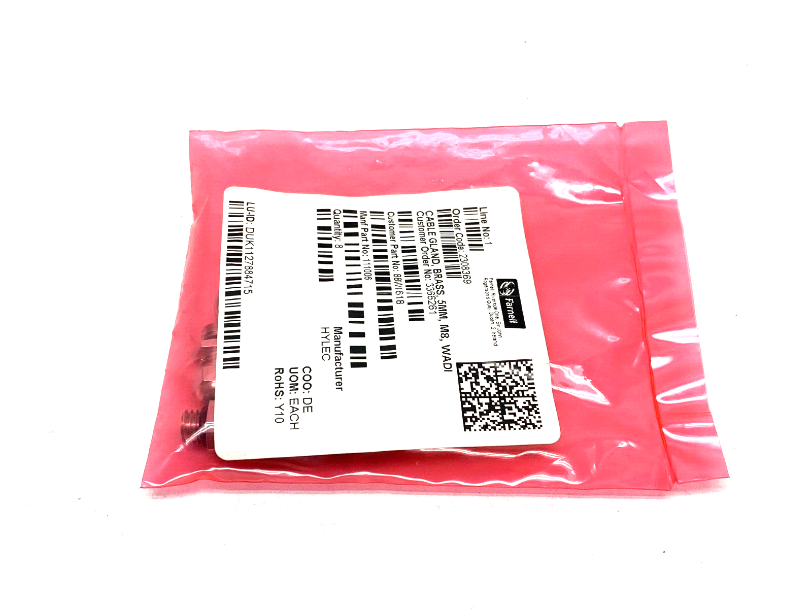 Hylec 111006 Nickel Plated Brass Cable Gland 5mm M8 WADI PKG OF 8 - Maverick Industrial Sales