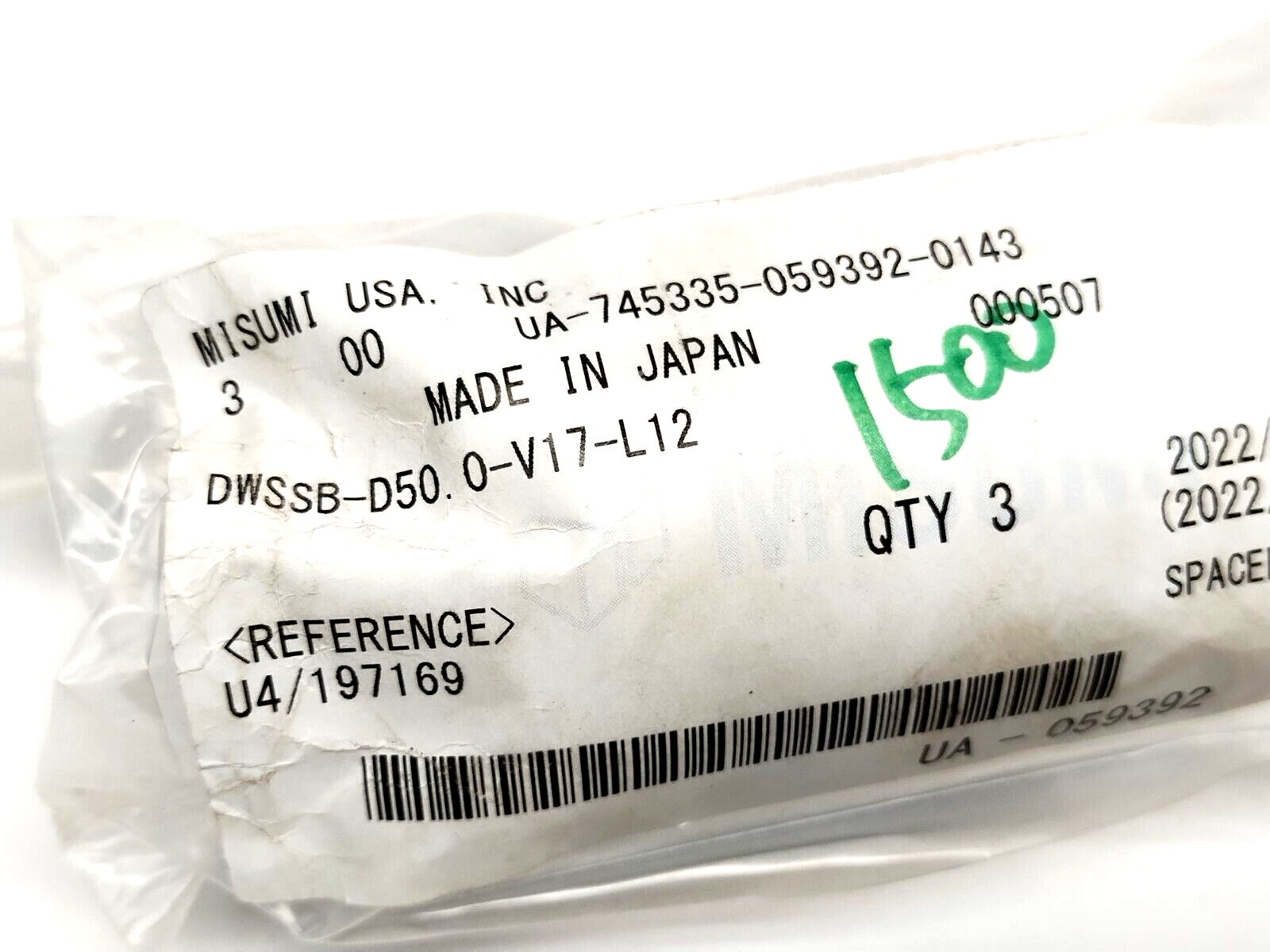 MiSUMi DWSSB-D50.0-V17-L12 Precision Spacer 50mm OD 17mm ID 12mm Thick LOT OF 3 - Maverick Industrial Sales