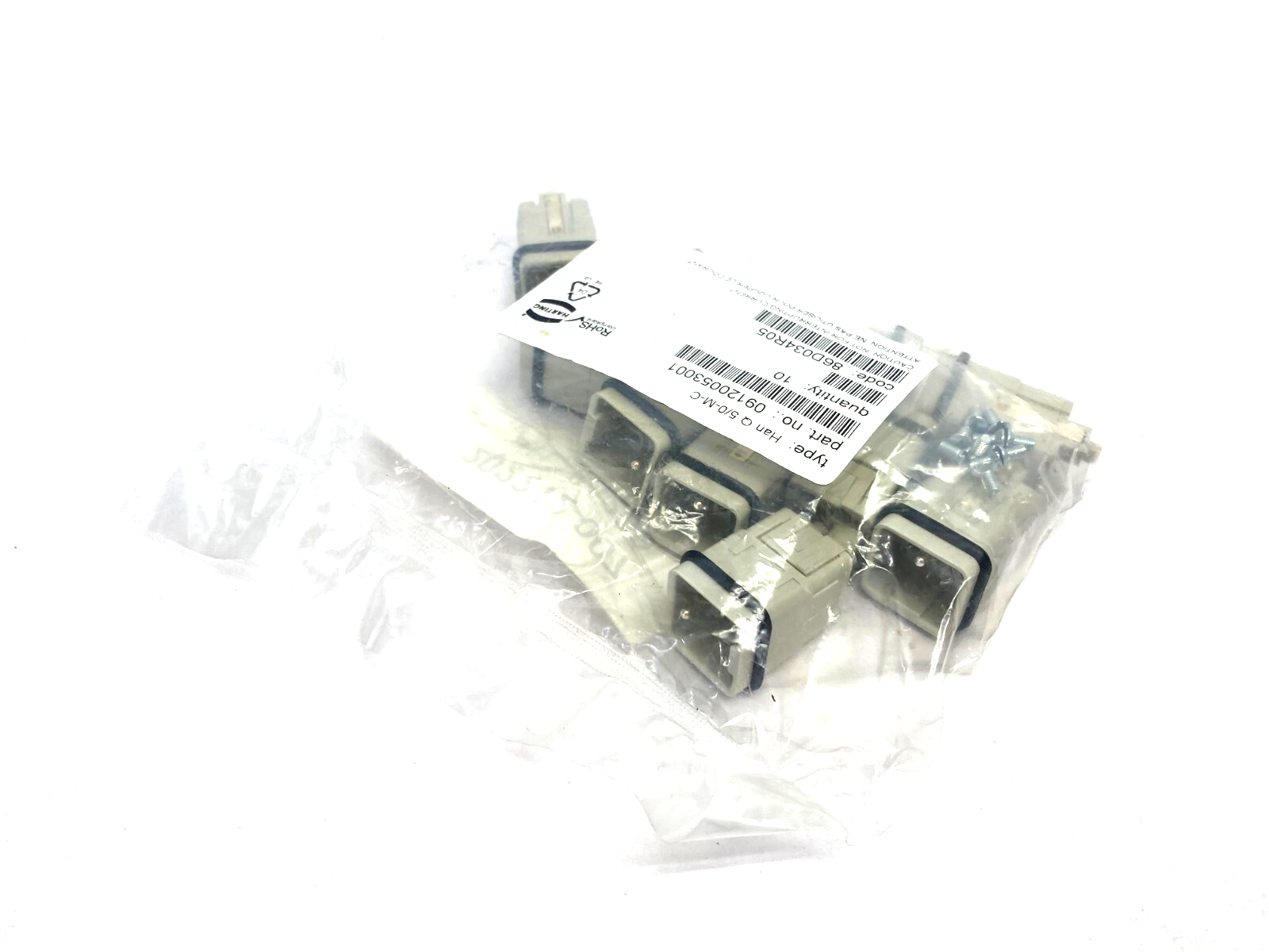 Harting 09120053001 Crimp Termination Module Han Q5/0-M-C PKG OF 10 - Maverick Industrial Sales