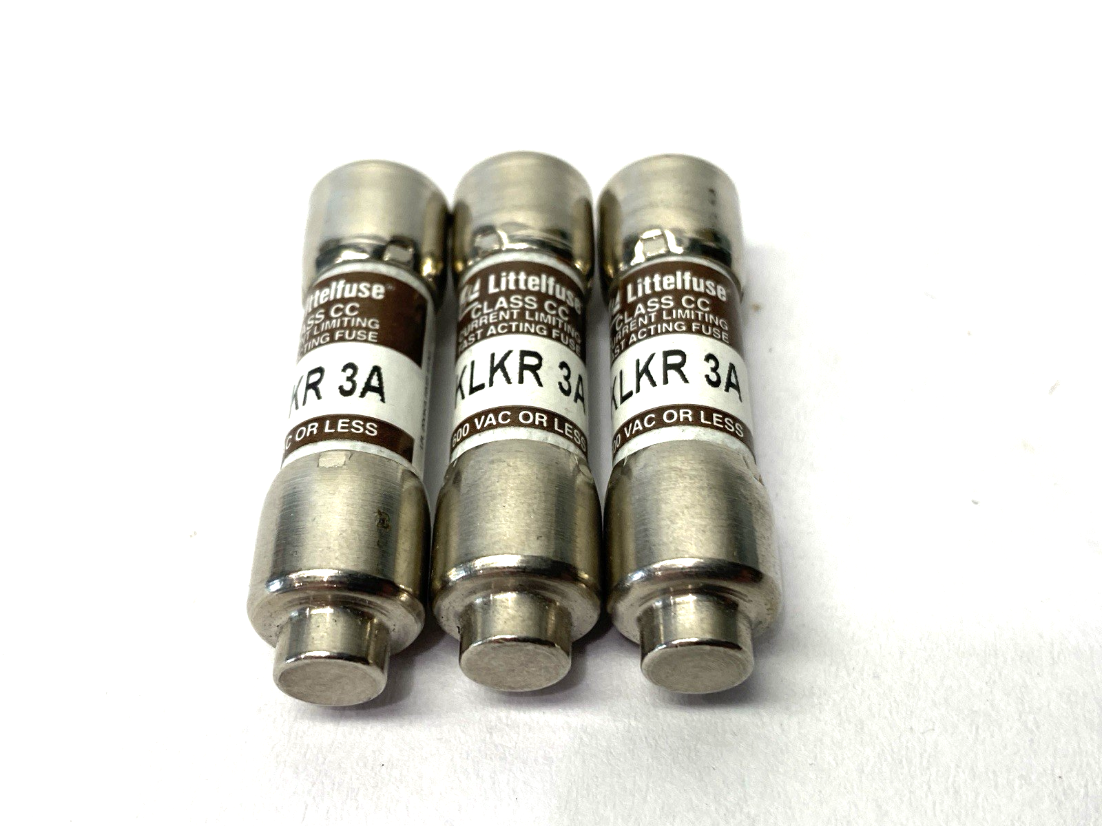Littelfuse KLKR003 Fast Acting Midget Fuse Class CC 600V 3A LOT OF 3 - Maverick Industrial Sales