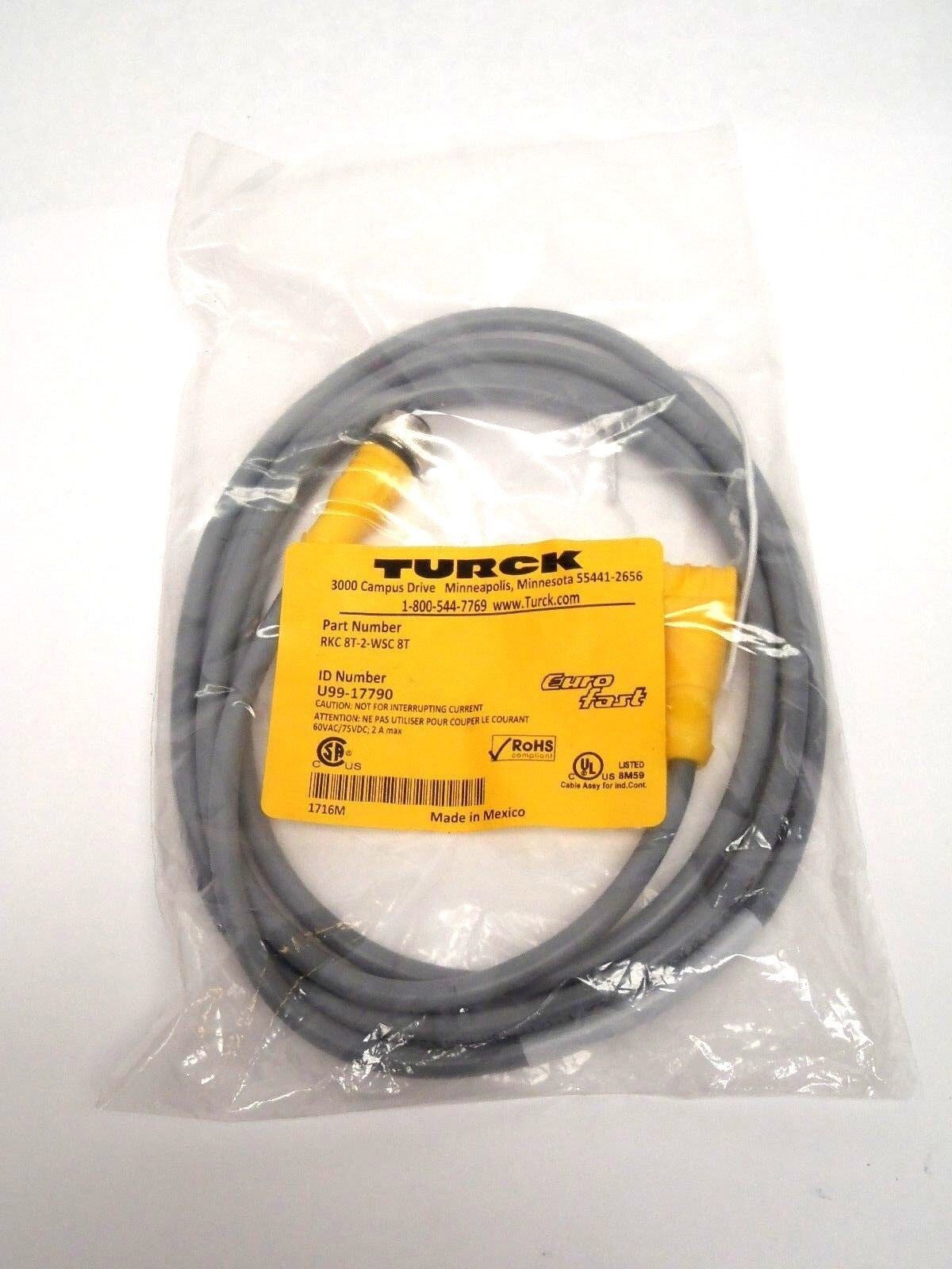 Turck RKC 8T-2-WSC 8T Eurofast 8 POS U99-17790 - Maverick Industrial Sales