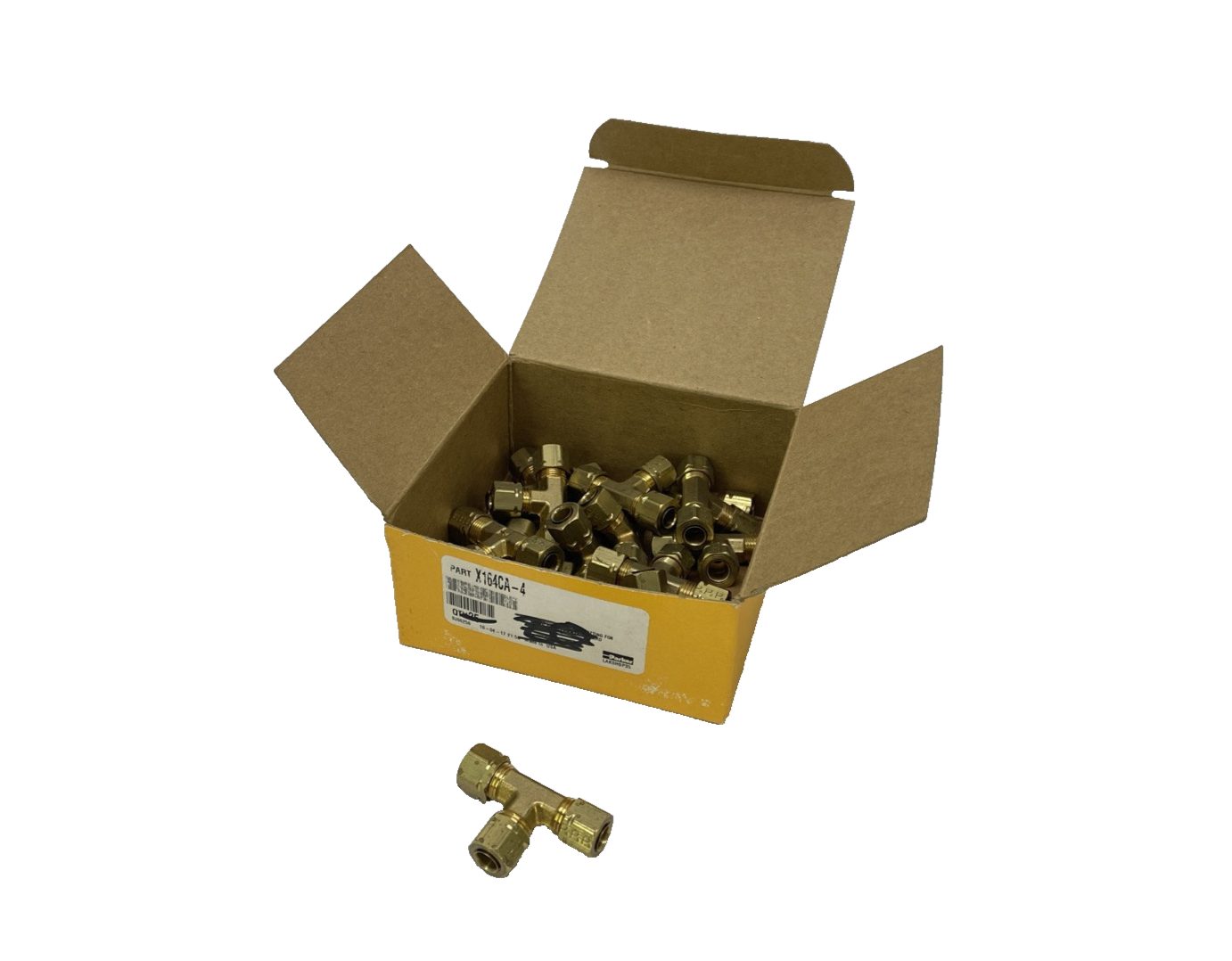 Parker 164CA-4 Brass Compression Tee Fitting, 1/4" Tube O.D. LOT OF 16 - Maverick Industrial Sales