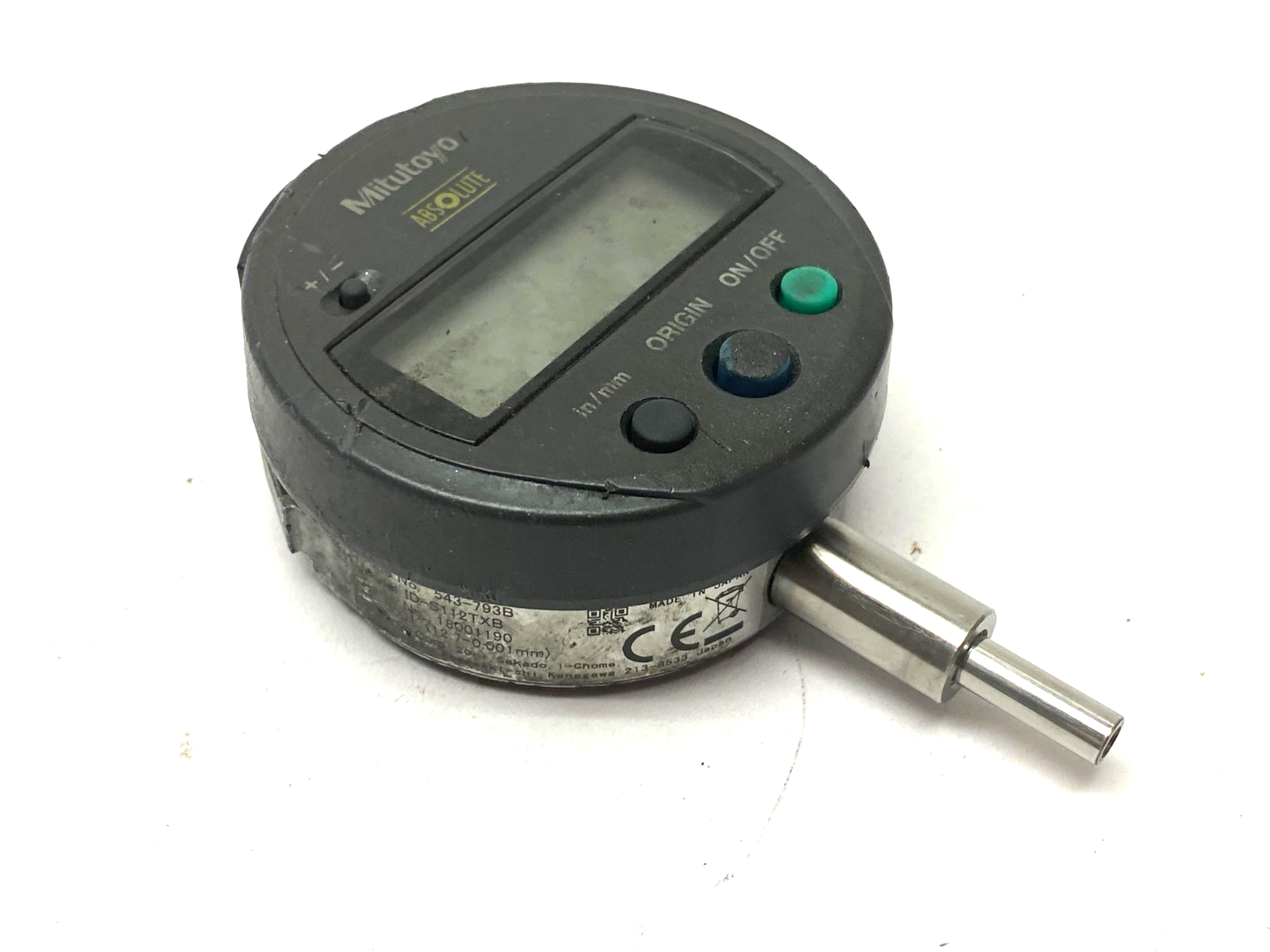 543-793B, ID-S112TXB | Mitutoyo 543-793B ABSOLUTE Digimatic Indicator ID-S112TXB 12.7mm FOR PARTS - For Parts Or Not Working - Maverick Industrial Sales