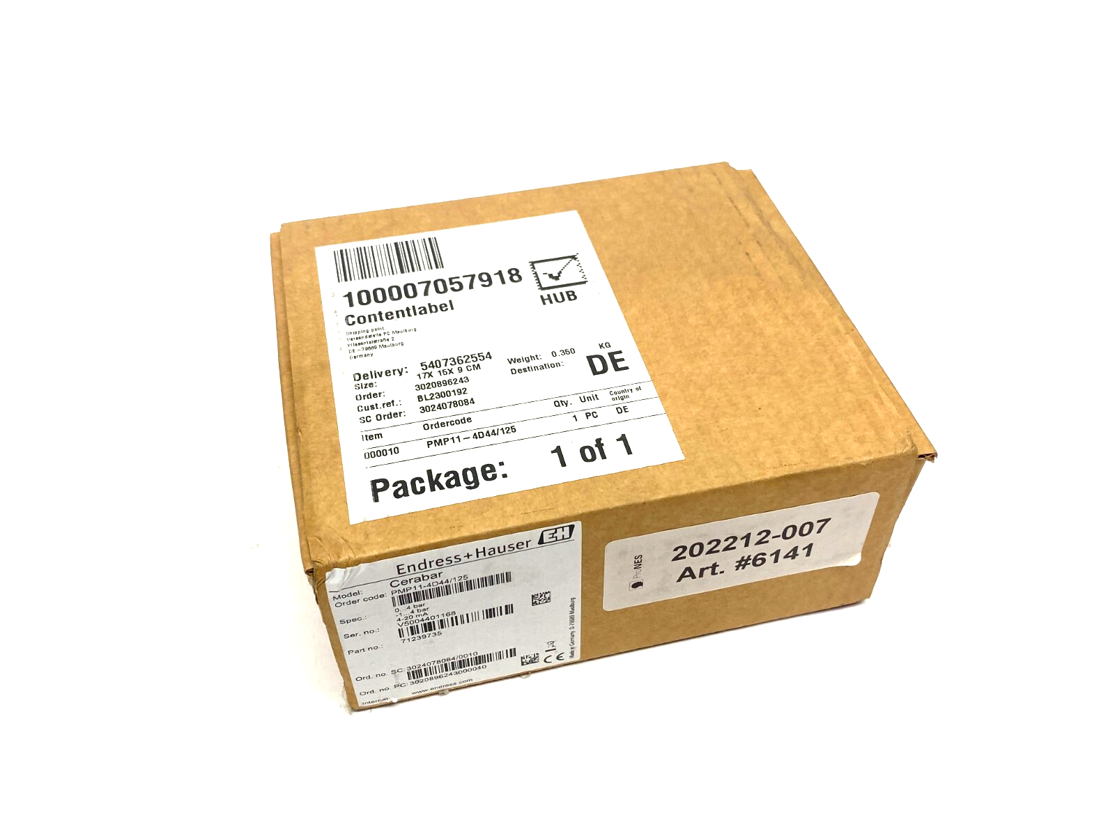 Endress+Hauser PMP11-4D44/125 Cerabar Gauge Pressure 0...4 bar - Maverick Industrial Sales