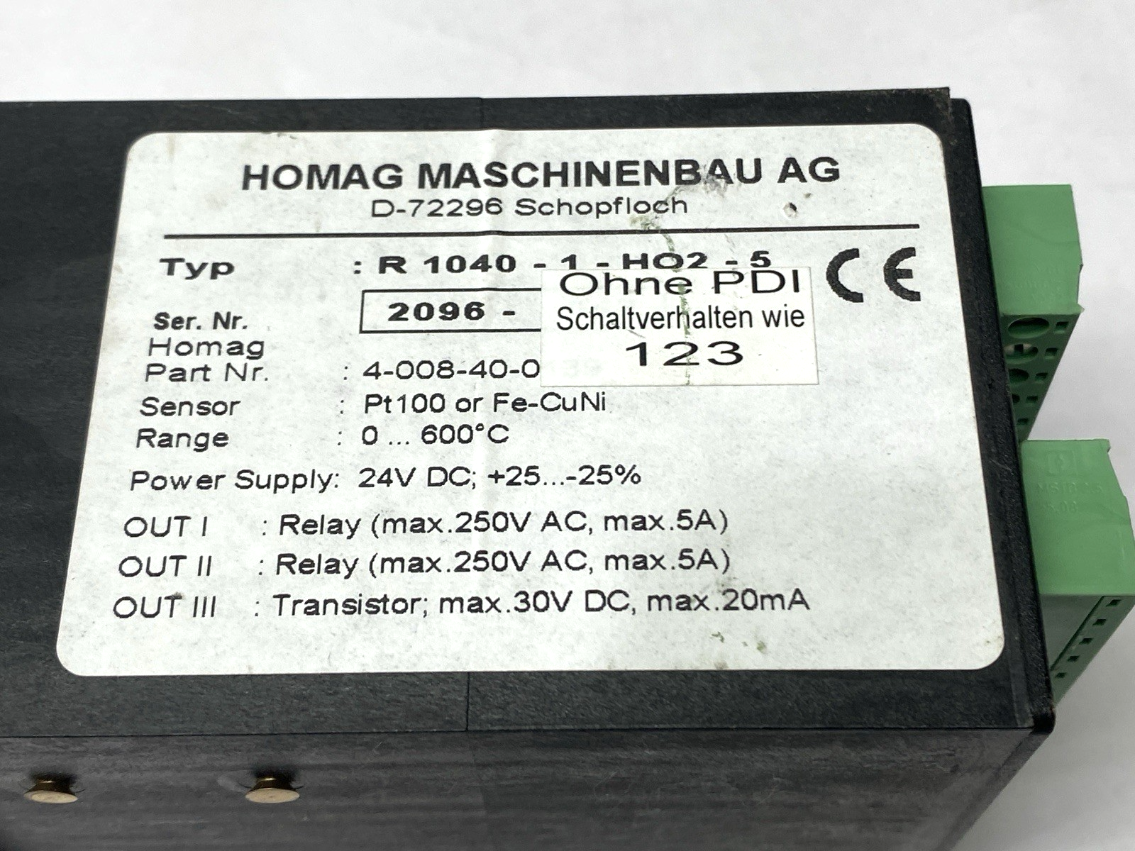 4-008-40-0, R1040-1-HO2-5 | Homag 4-008-40-0 Power Supply 24VDC R1040-1-HO2-5 - Used - Maverick Industrial Sales