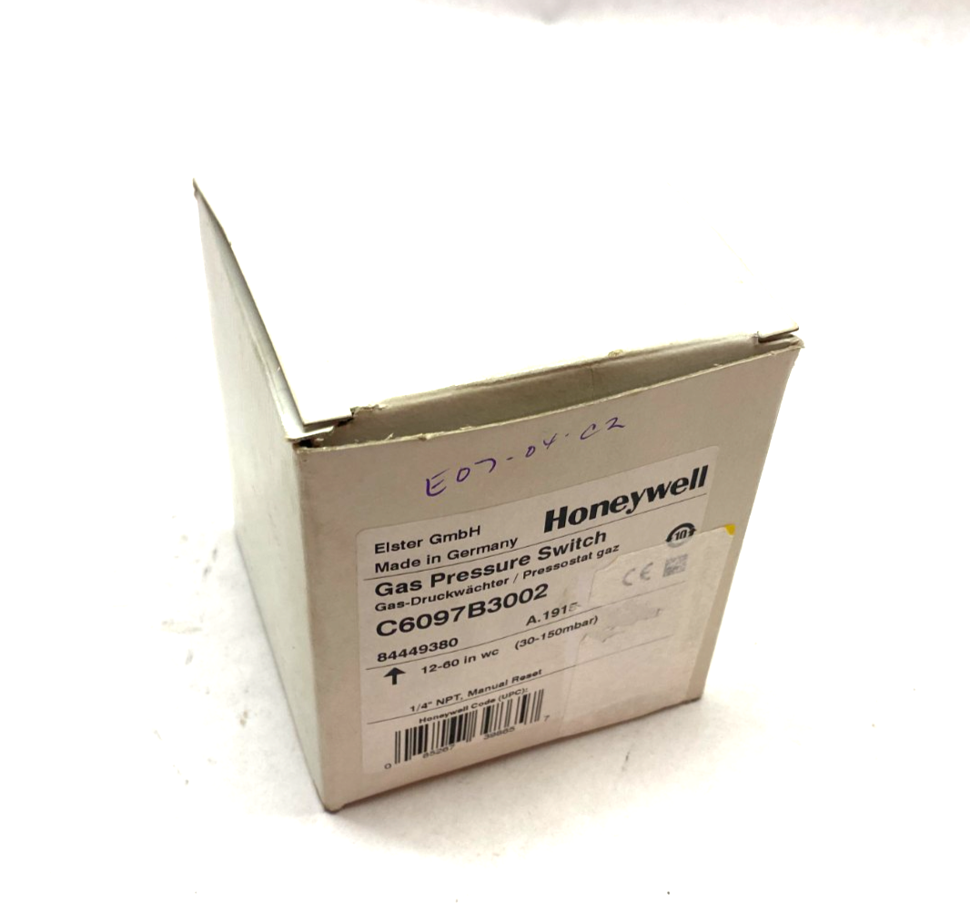 Honeywell C6097B3002 Gas Pressure Switch Manual Reset 12-60in WC - Maverick Industrial Sales
