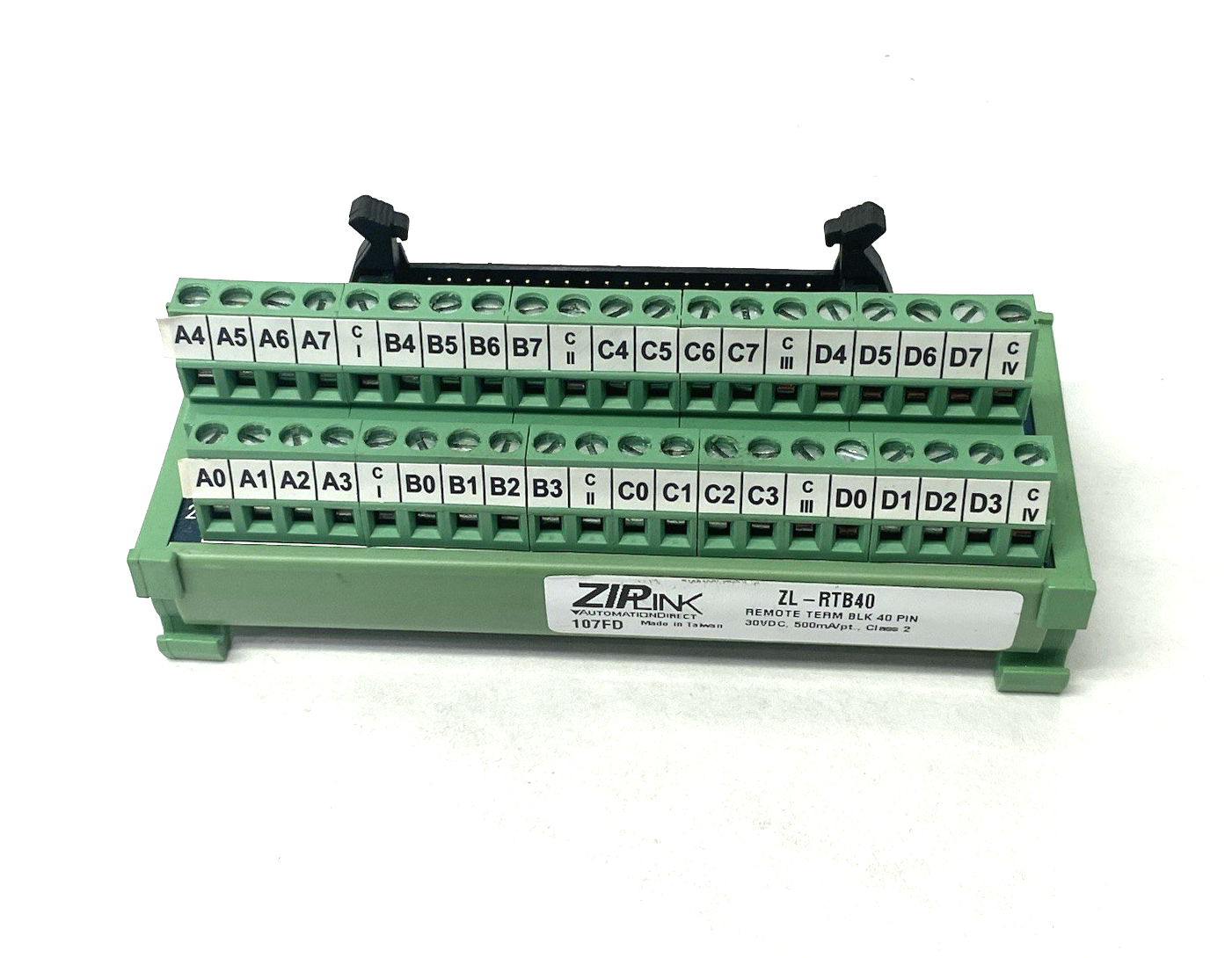 Automation Direct ZL-RTB40 ZIPLink Feedthrough Module, 40-pole, DIN rail mount. - Maverick Industrial Sales